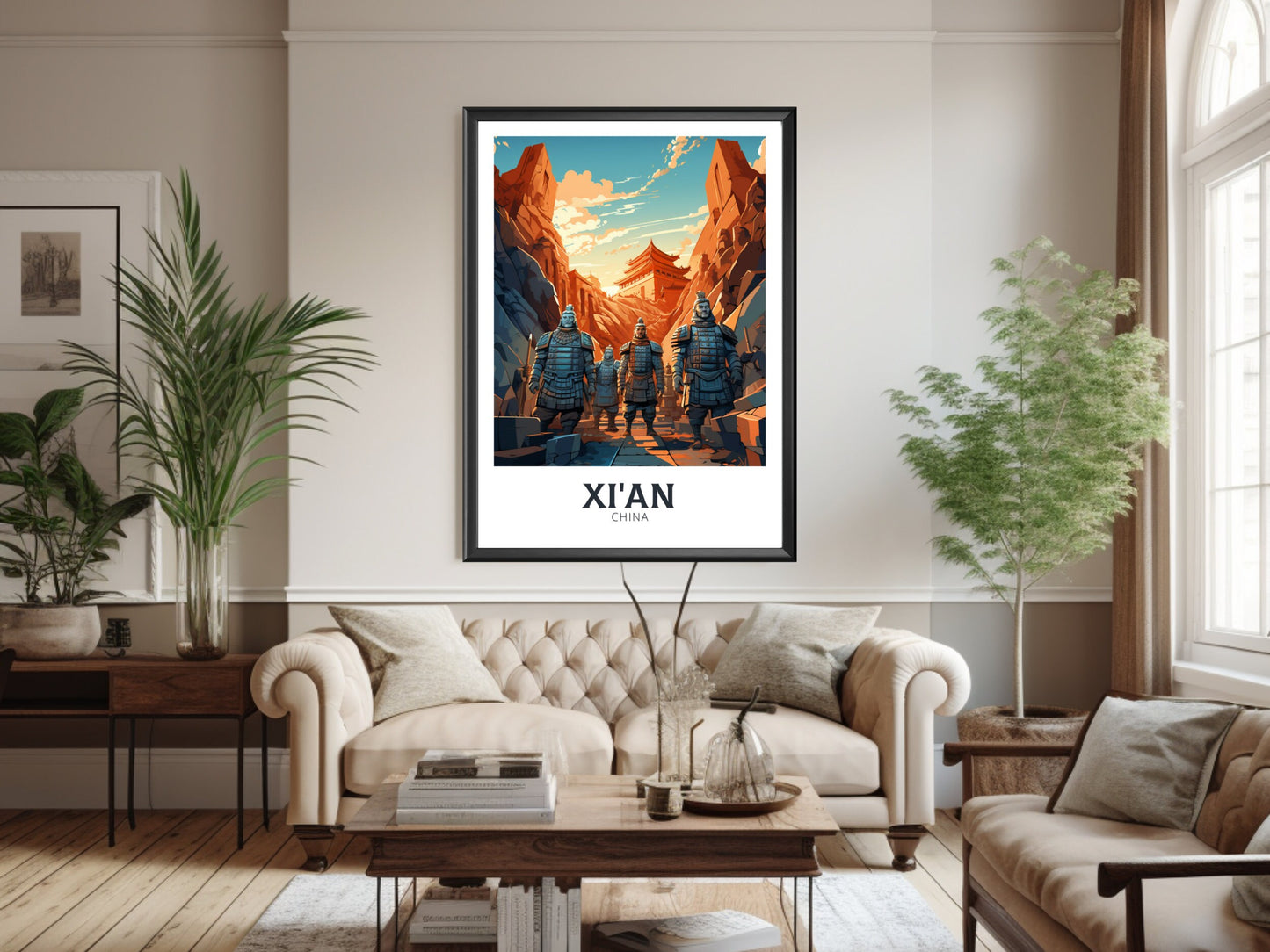 Xi'an Poster | Xi'an Print | Xi'an Illustration | Xi'an Travel Poster | China Travel Print | Xi'an Terracotta Army Print | China Army ID 859