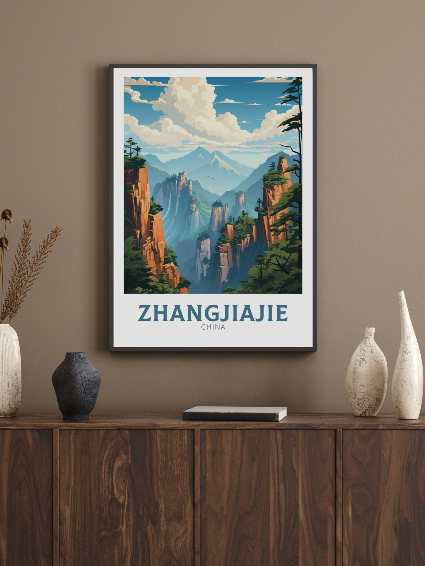 Zhangjiajie Print | Zhangjiajie Travel Poster | Zhangjiajie Illustration | Avatar Forest | Zhangjiajie National Forest Park Print | ID 858