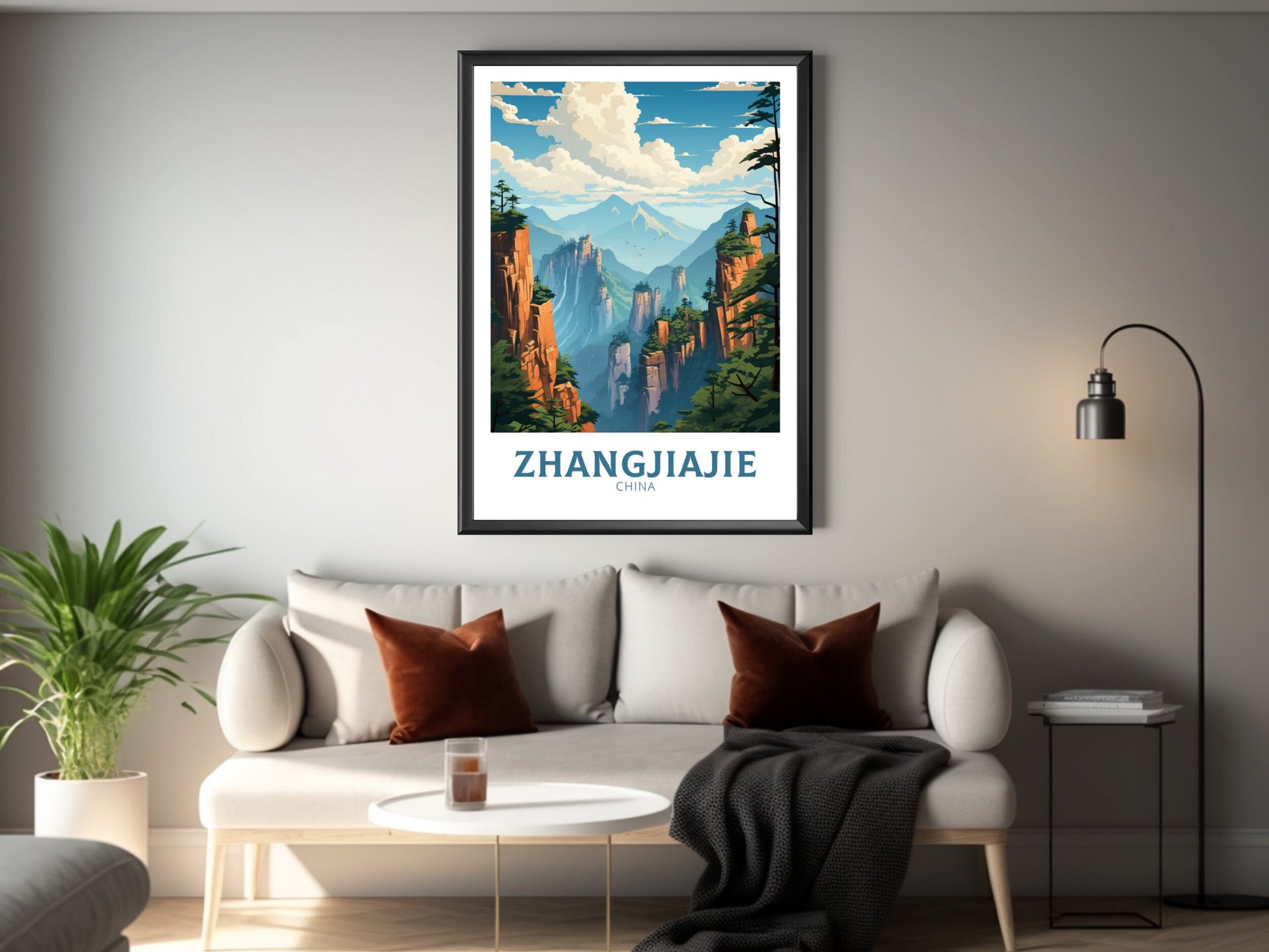 Zhangjiajie Print | Zhangjiajie Travel Poster | Zhangjiajie Illustration | Avatar Forest | Zhangjiajie National Forest Park Print | ID 858