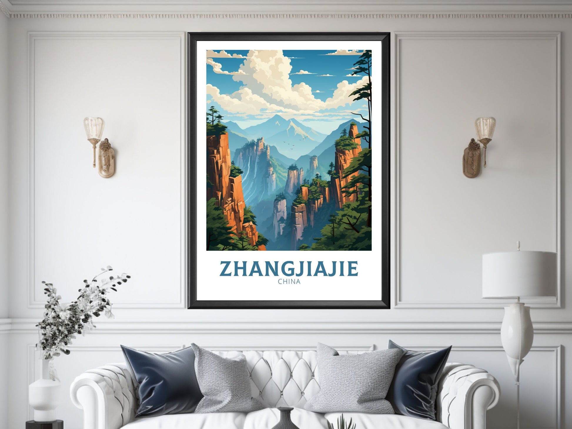 Zhangjiajie Print | Zhangjiajie Travel Poster | Zhangjiajie Illustration | Avatar Forest | Zhangjiajie National Forest Park Print | ID 858