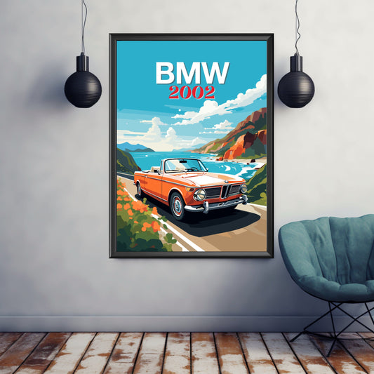 BMW 2002 Print, Vintage Car Print, BMW 2002 Poster, 1970s Car, Car Print, Car Poster, Car Art, Classic Car Print, German Car Print