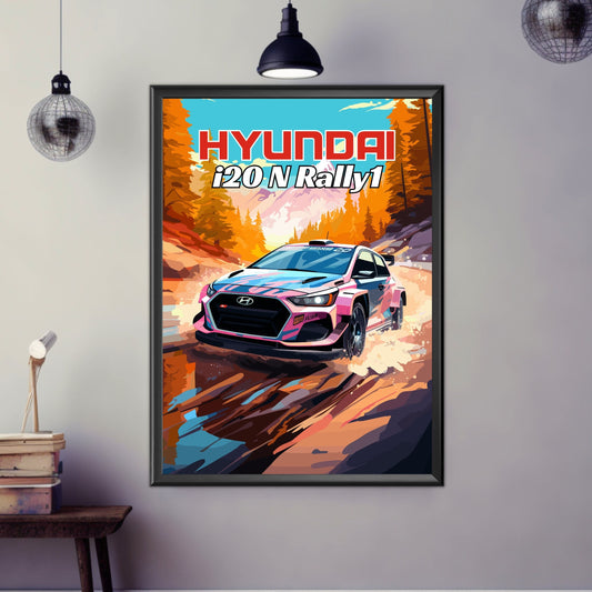 Hyundai i20 N Rally1 Poster, Hyundai i20 N Rally1 Print, 2020s Car Print, Car Print, Car Poster, Car Art, Rally Car Print, Modern Car Print