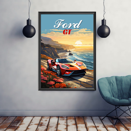 Ford GT Print, 2020s Car Print, Ford GT Poster, Car Art, Modern Classic Car, Car Print, Car Poster, American Car Print, Supercar Print