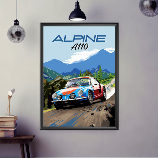 Alpine A110 Poster, Vintage Car Print, Alpine A110 Print, 1970s Car Print, Car Print, Car Poster, Car Art, Classic Car Print,Rally Car Print