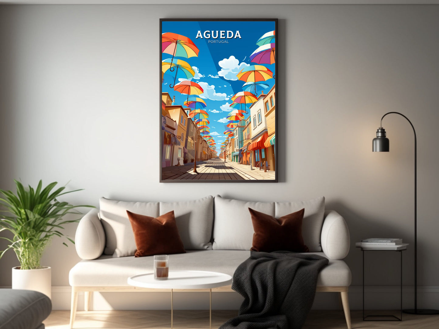 Agueda Poster | Agueda Travel Print | Agueda Illustration | Agueda Wall Art | Agueda Print | Portugal Print | Agueda Umbrellas | ID 877