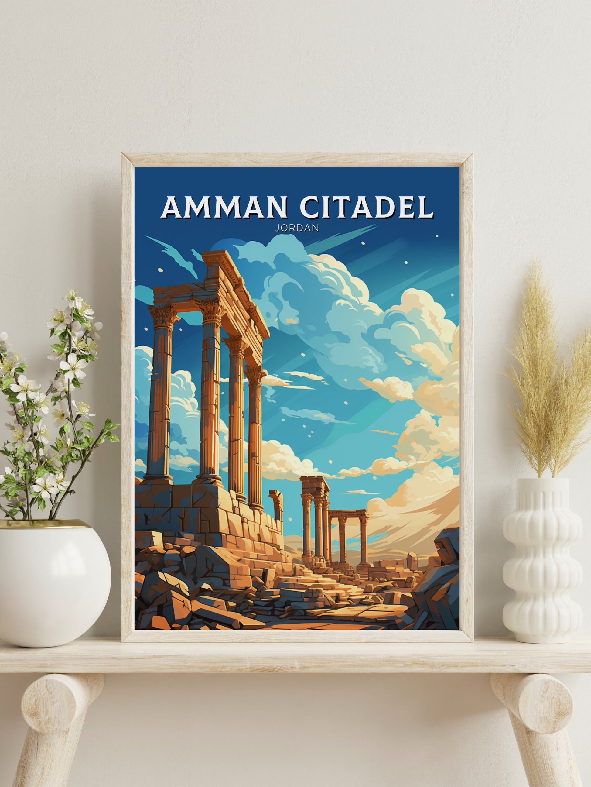 Amman Citadel Print | Amman Citadel Illustration | Amman Citadel Poster | Jordan Print | Jordan Poster | Jordan Wall Art | ID 878