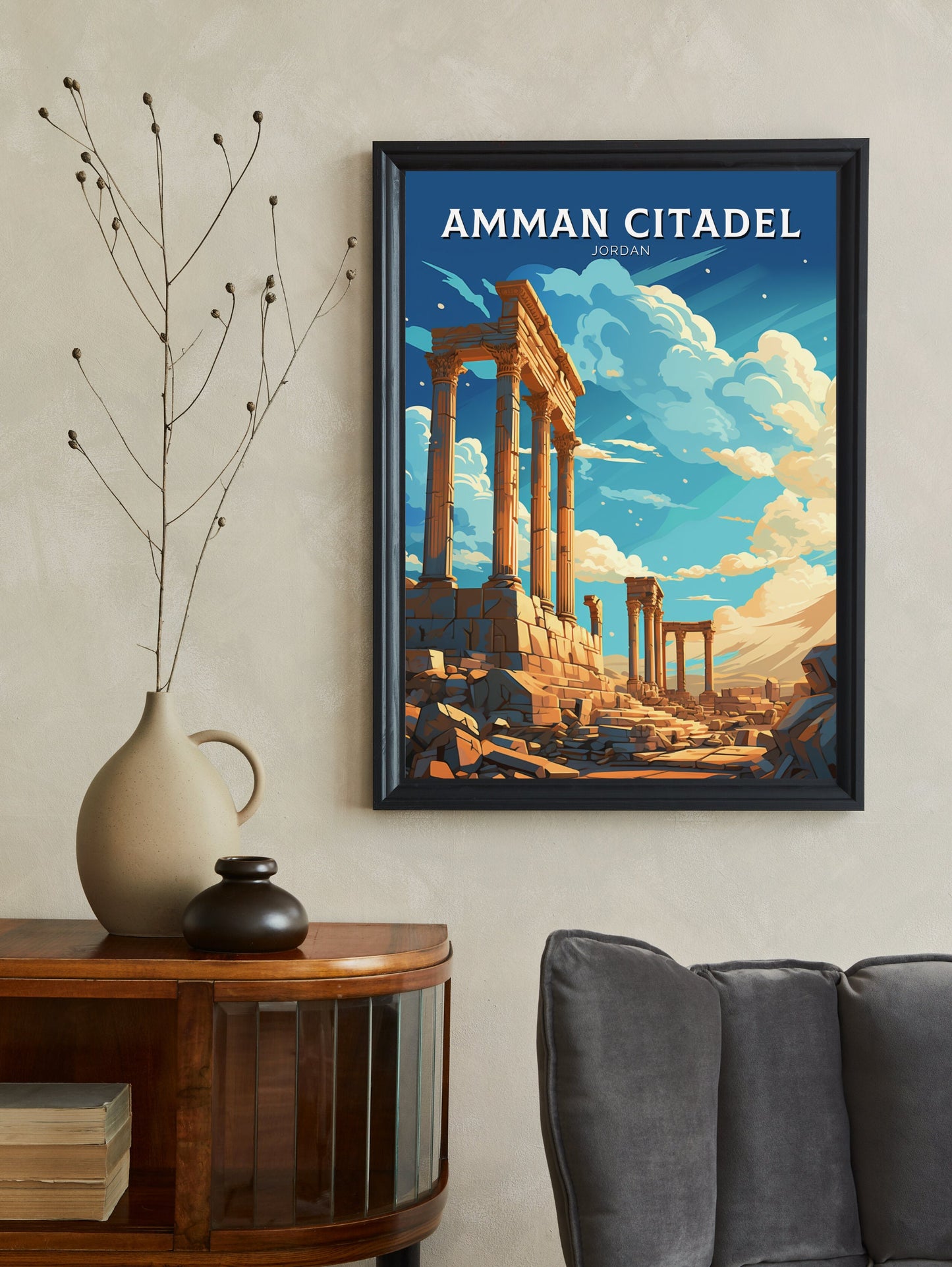 Amman Citadel Print | Amman Citadel Illustration | Amman Citadel Poster | Jordan Print | Jordan Poster | Jordan Wall Art | ID 878