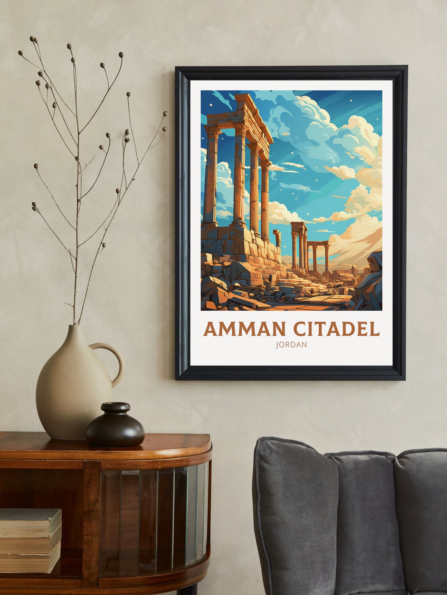 Amman Citadel Print | Amman Citadel Illustration | Amman Citadel Poster | Jordan Print | Jordan Poster | Jordan Wall Art | ID 882