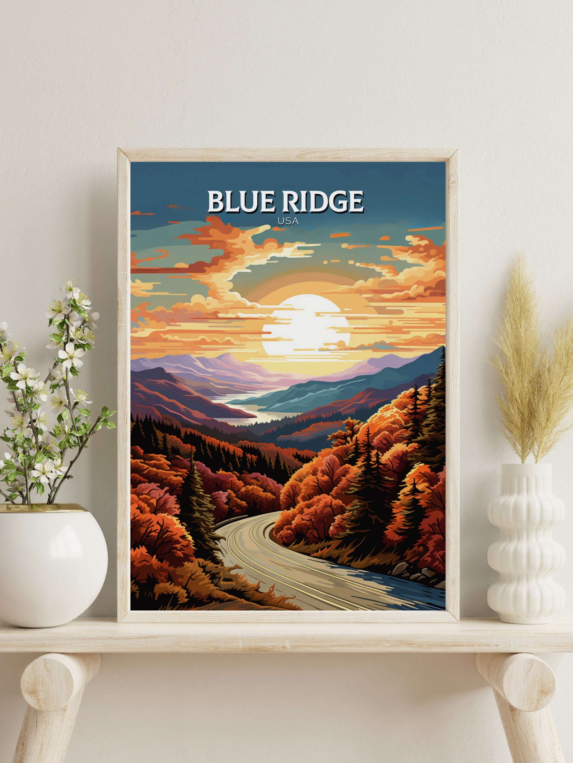 Blue Ridge Parkway Print | Blue Ridge Poster | Blue Ridge Parkway Decor | USA Travel Print | Blue Ridge Parkway Wall Art | ID 880