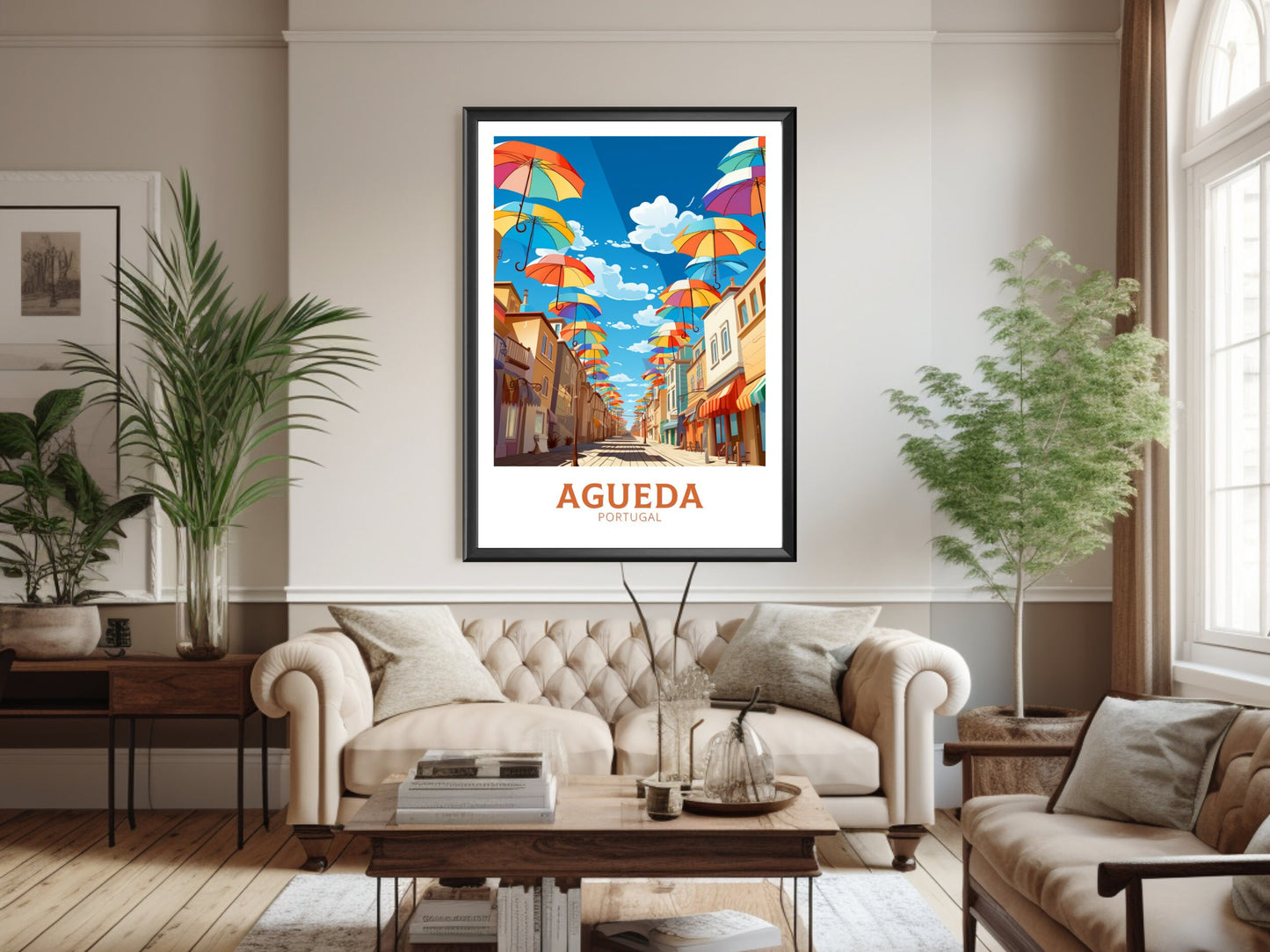 Agueda Poster | Agueda Travel Print | Agueda Illustration | Agueda Wall Art | Agueda Print | Portugal Print | Agueda Umbrellas | ID 881