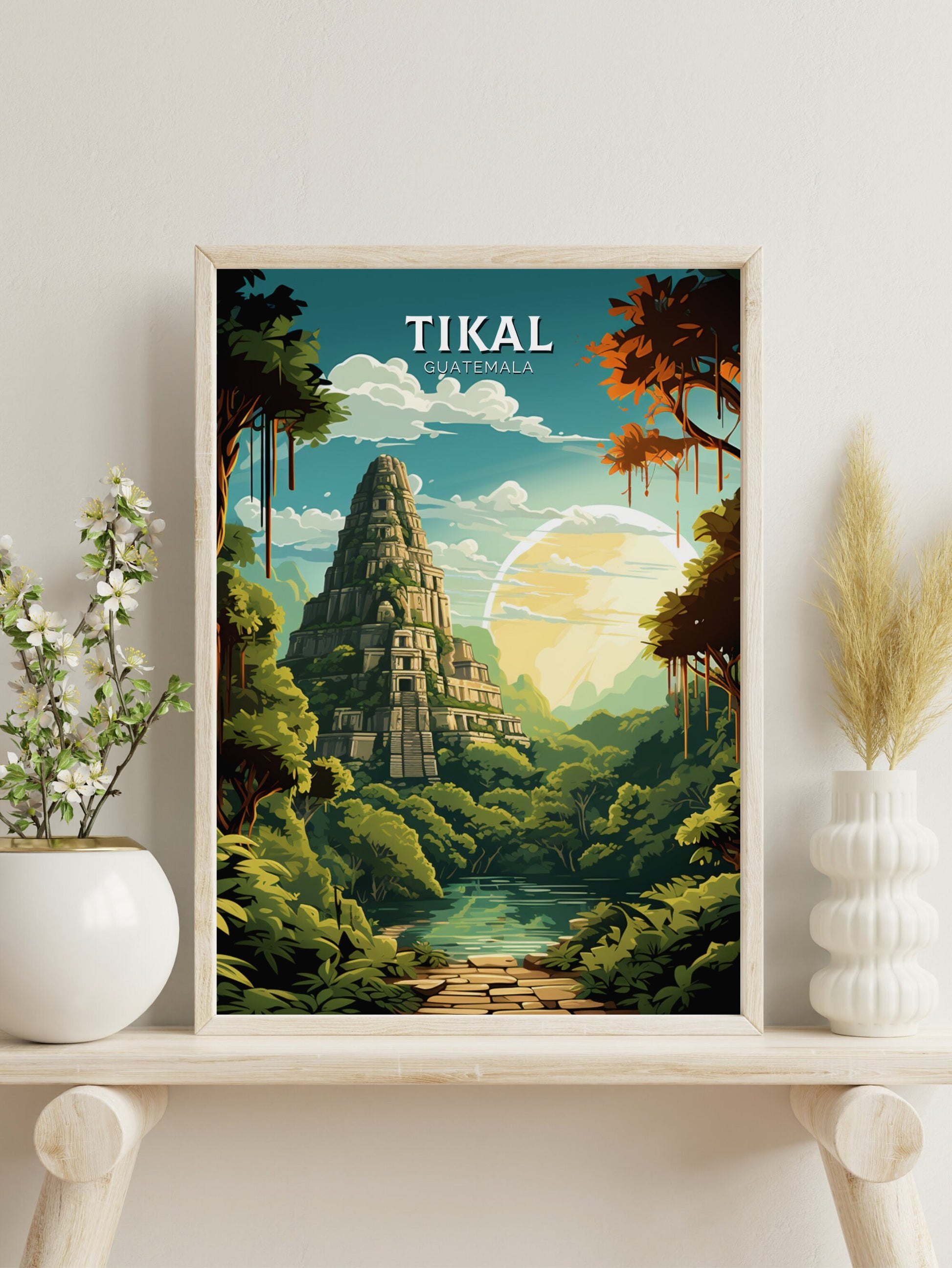 Tikal Travel Poster | Tikal Wall Art | Tikal Travel Print | Housewarming Gift | Guatemala Poster | South America poster | ID 886