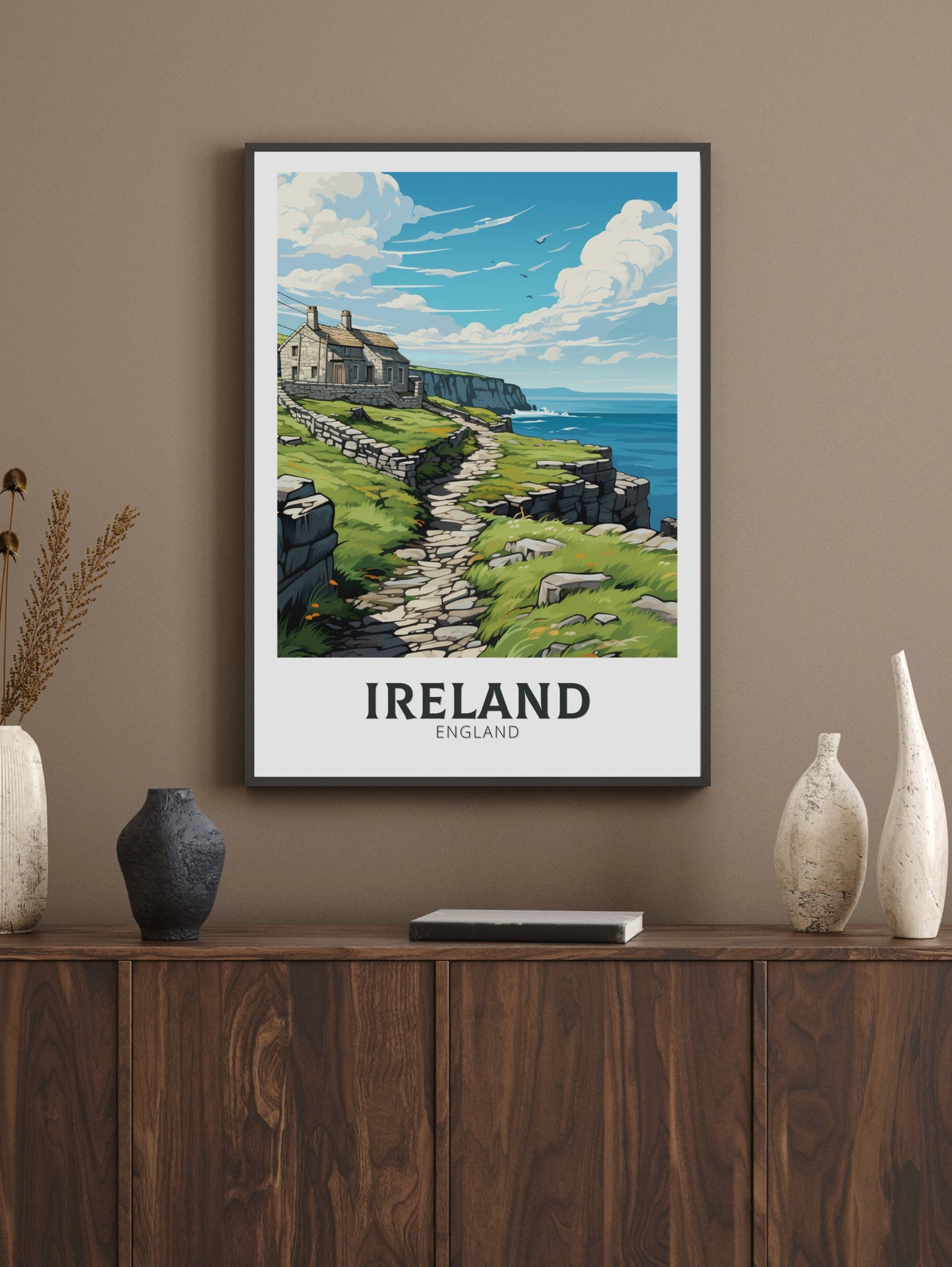 Ireland Travel Poster | Ireland Illustration | Ireland Print | Ireland Art | Emerald Isle's cliffs Art | Cliffs of Mother Print | ID 888