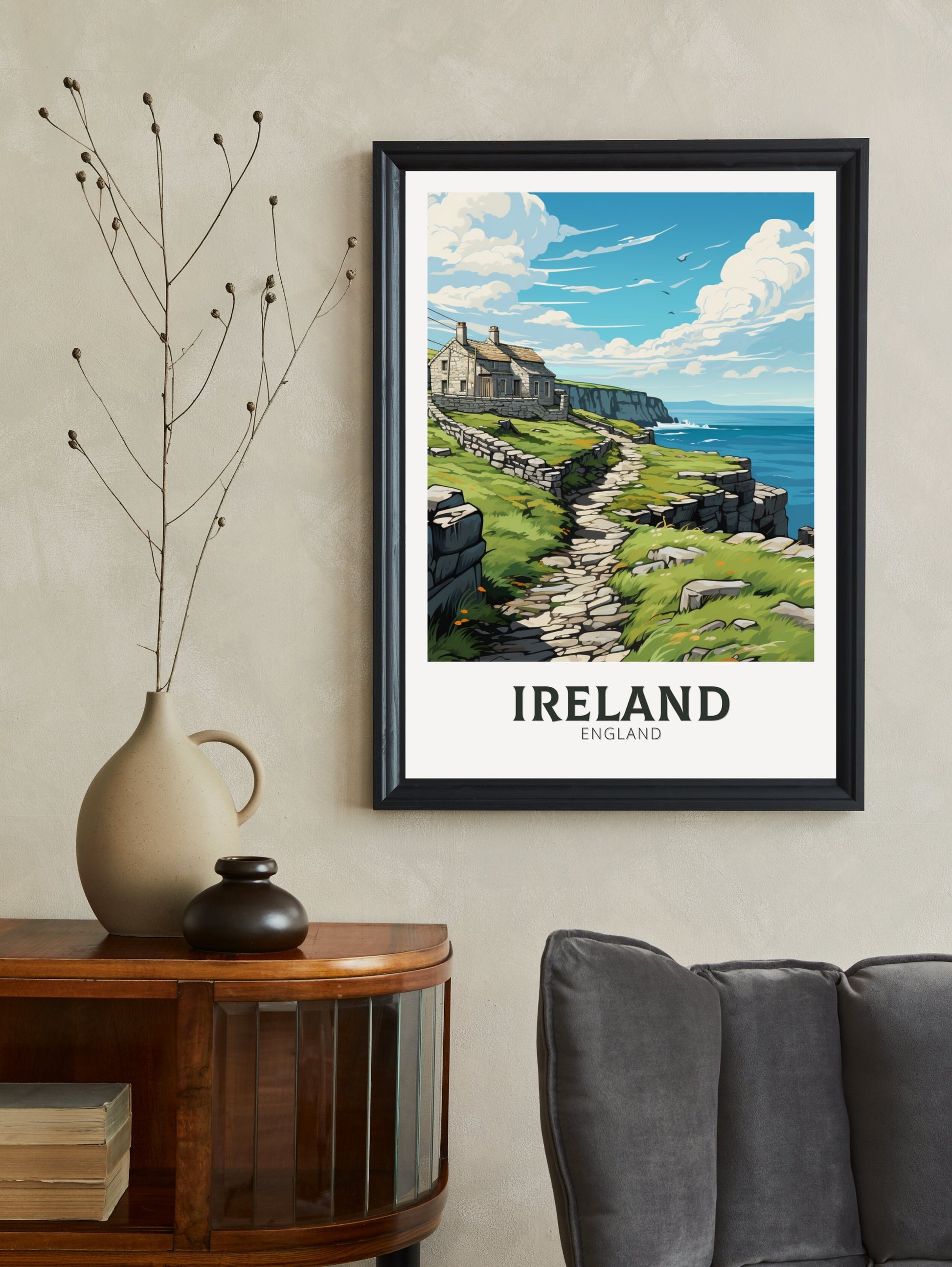 Ireland Travel Poster | Ireland Illustration | Ireland Print | Ireland Art | Emerald Isle's cliffs Art | Cliffs of Mother Print | ID 888