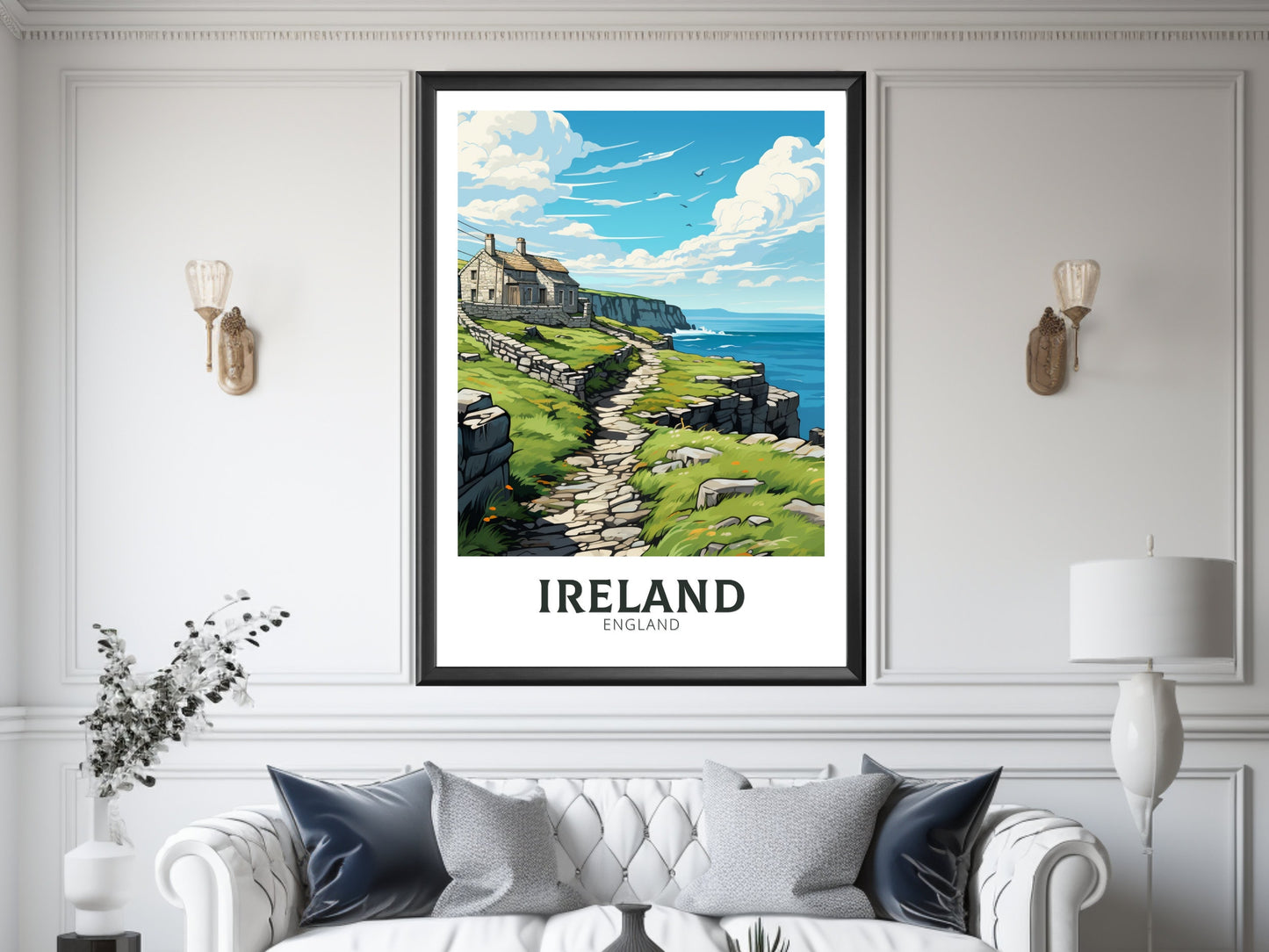 Ireland Travel Poster | Ireland Illustration | Ireland Print | Ireland Art | Emerald Isle's cliffs Art | Cliffs of Mother Print | ID 888