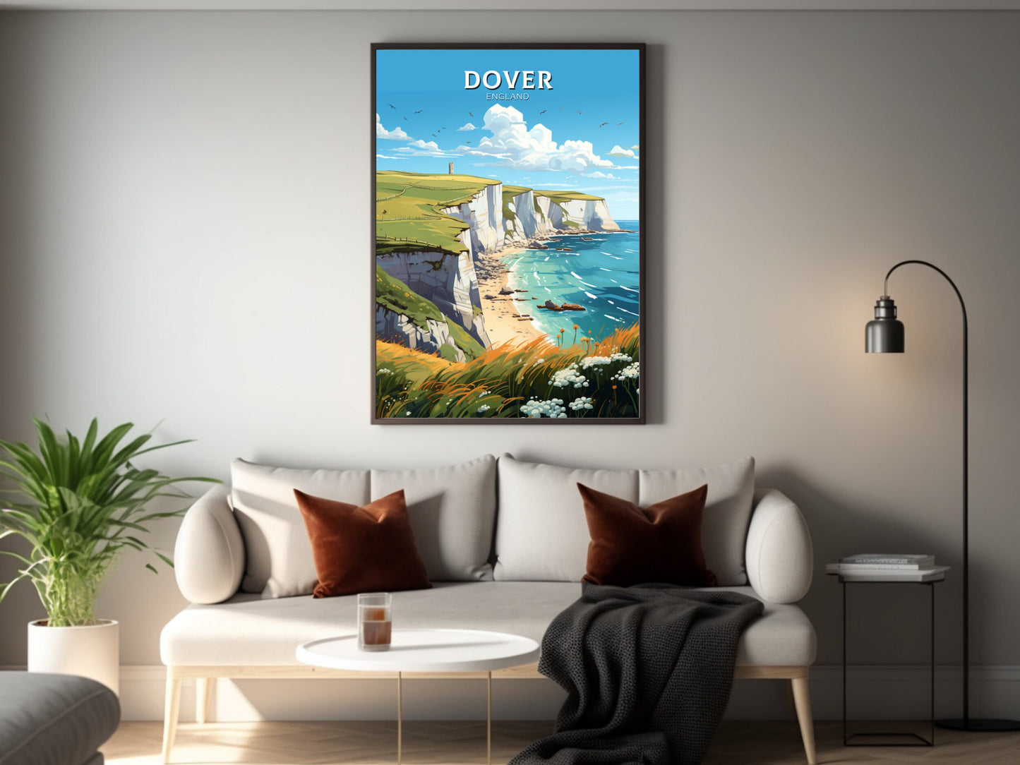 Dover Cliffs Travel Poster | Dover Cliffs Travel Print | Dover Cliffs Wall Art | England Print | England Home Decor | Travel gift | ID 891