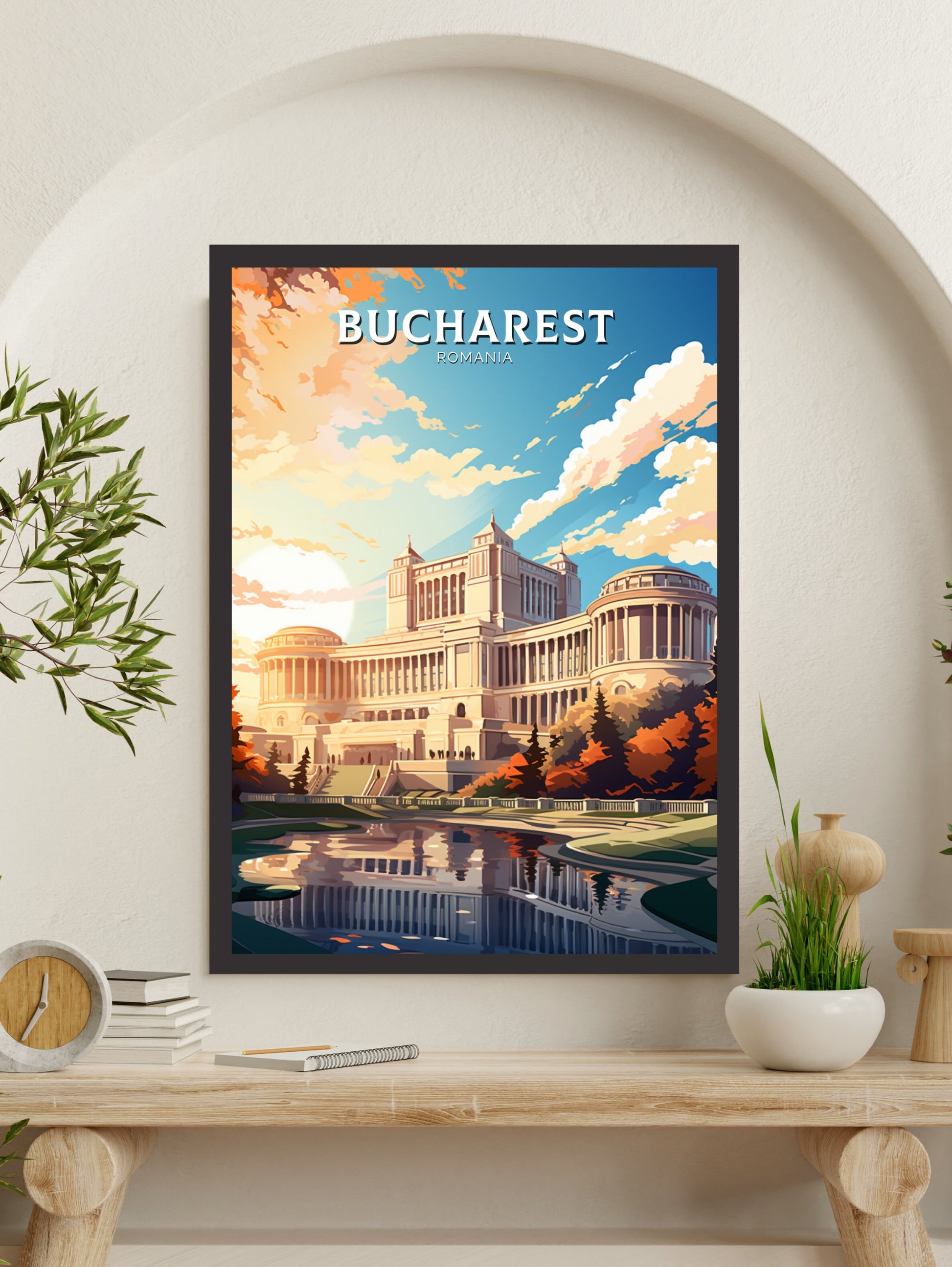 Bucharest Travel Poster | Bucharest Romania Illustration | Bucharest Wall Art | Romania Poster | Bucharest Travel Print | ID 892