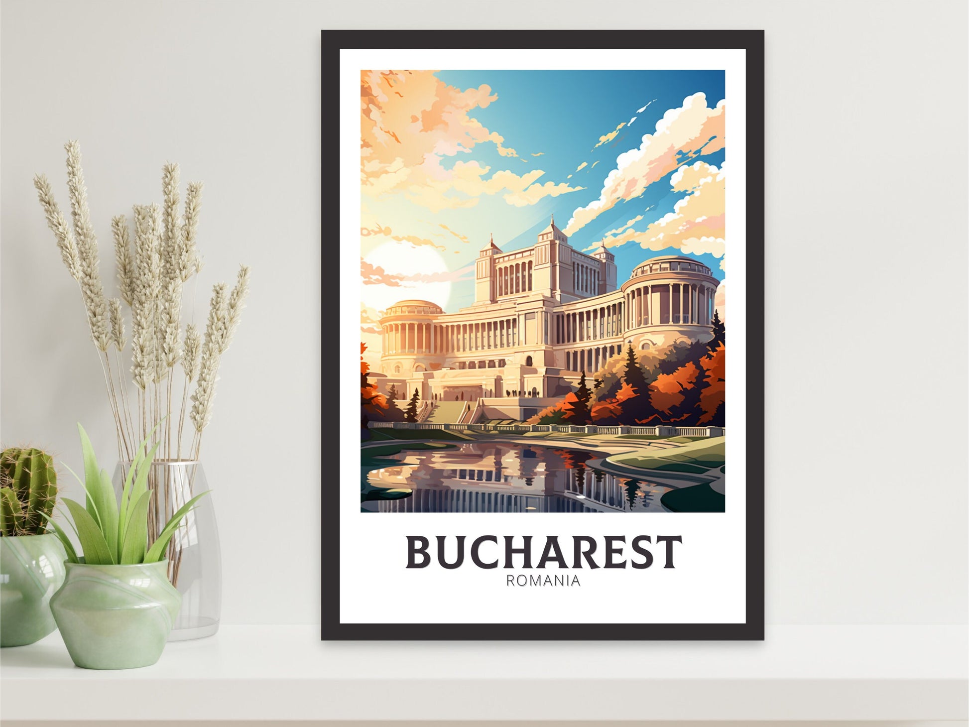 Bucharest Travel Print | Bucharest Romania Illustration | Bucharest Wall Art | Romania Print | Bucharest Travel Poster | ID 893