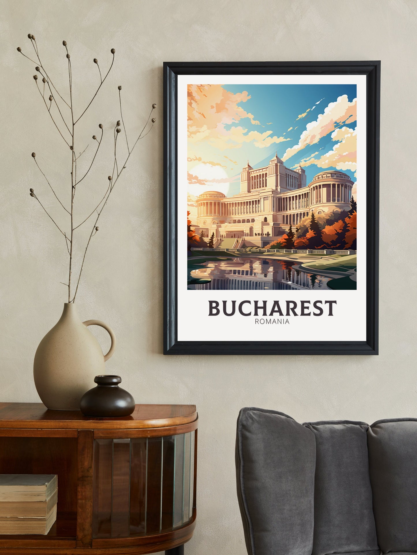 Bucharest Travel Print | Bucharest Romania Illustration | Bucharest Wall Art | Romania Print | Bucharest Travel Poster | ID 893