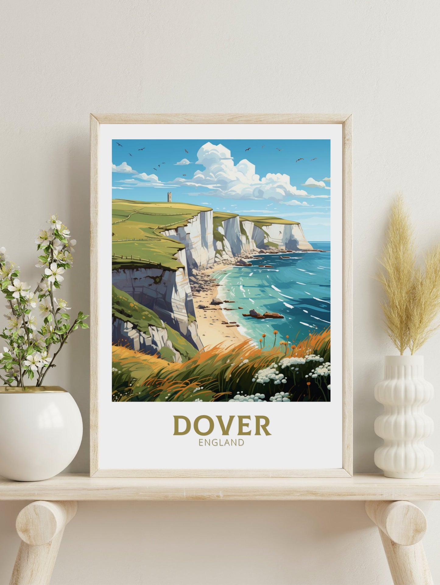 Dover Cliffs Travel Print | Dover Cliffs Travel Poster | Dover Cliffs Wall Art | England Poster | England Home Decor | Travel gift | ID 895