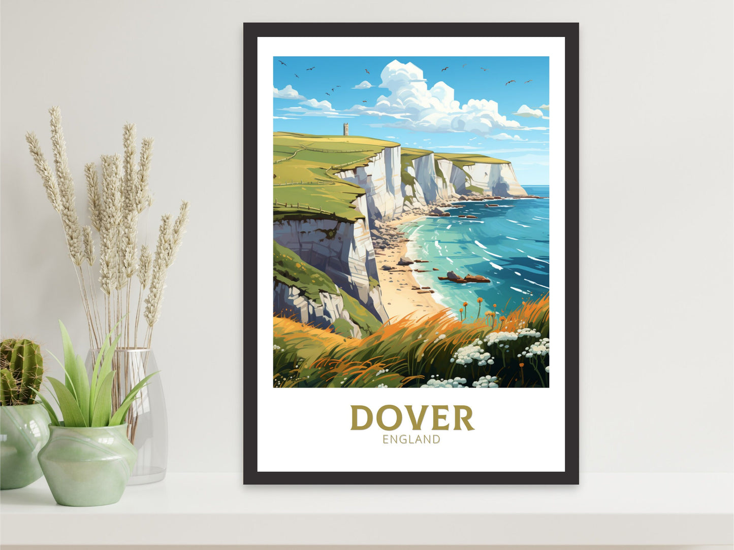 Dover Cliffs Travel Print | Dover Cliffs Travel Poster | Dover Cliffs Wall Art | England Poster | England Home Decor | Travel gift | ID 895