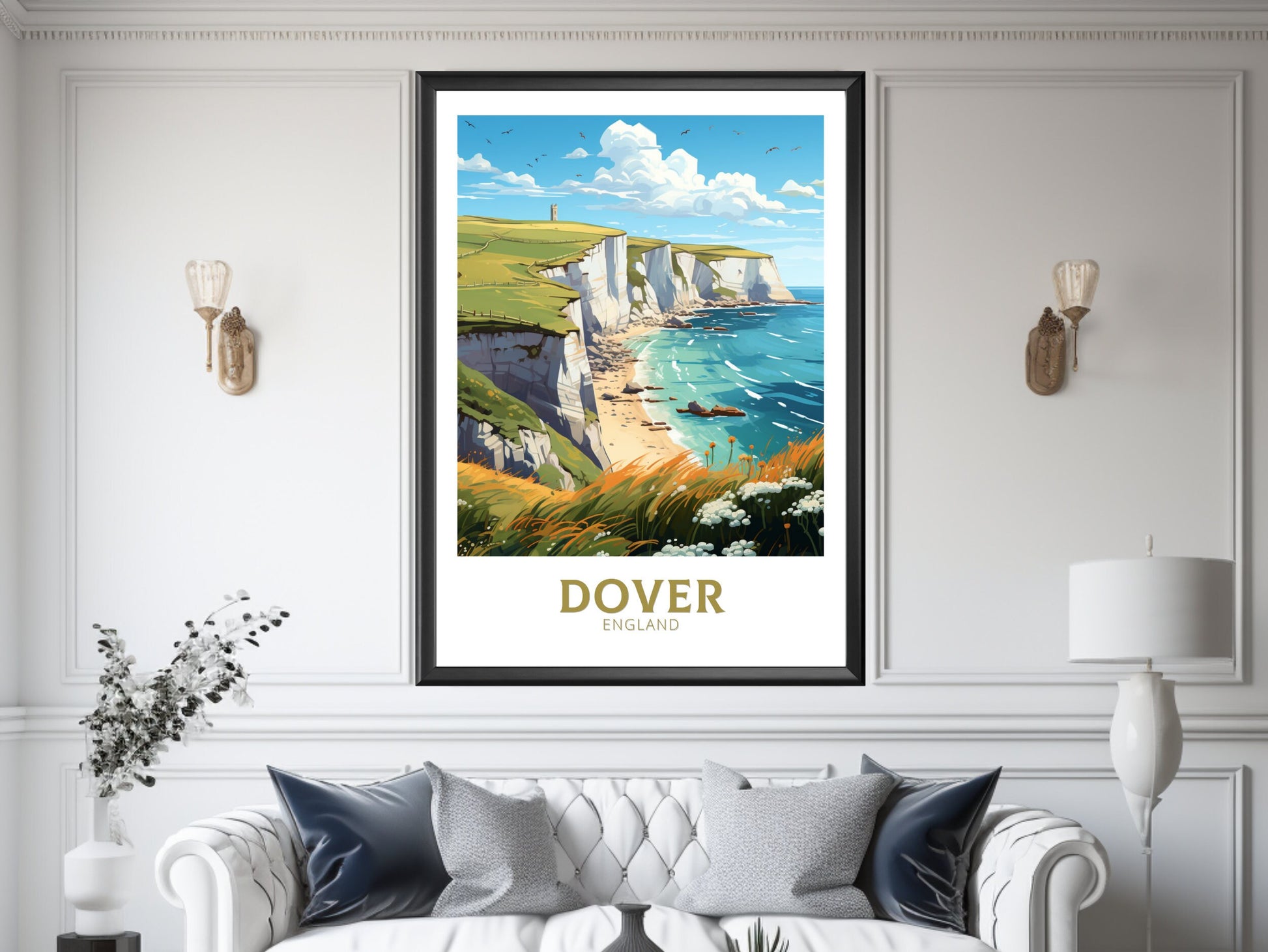 Dover Cliffs Travel Print | Dover Cliffs Travel Poster | Dover Cliffs Wall Art | England Poster | England Home Decor | Travel gift | ID 895