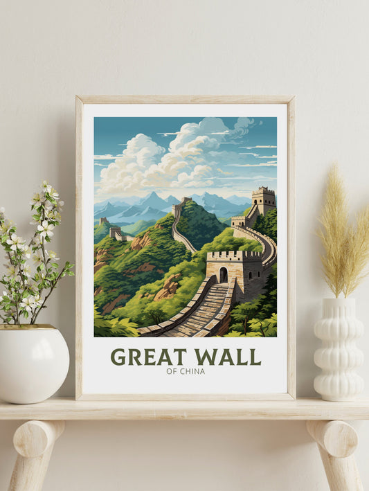 The Great Wall of China Print | China Illustration | Travel Gifts | Seven Wonders Poster | Sunset Print | Housewarming Gift | ID 896