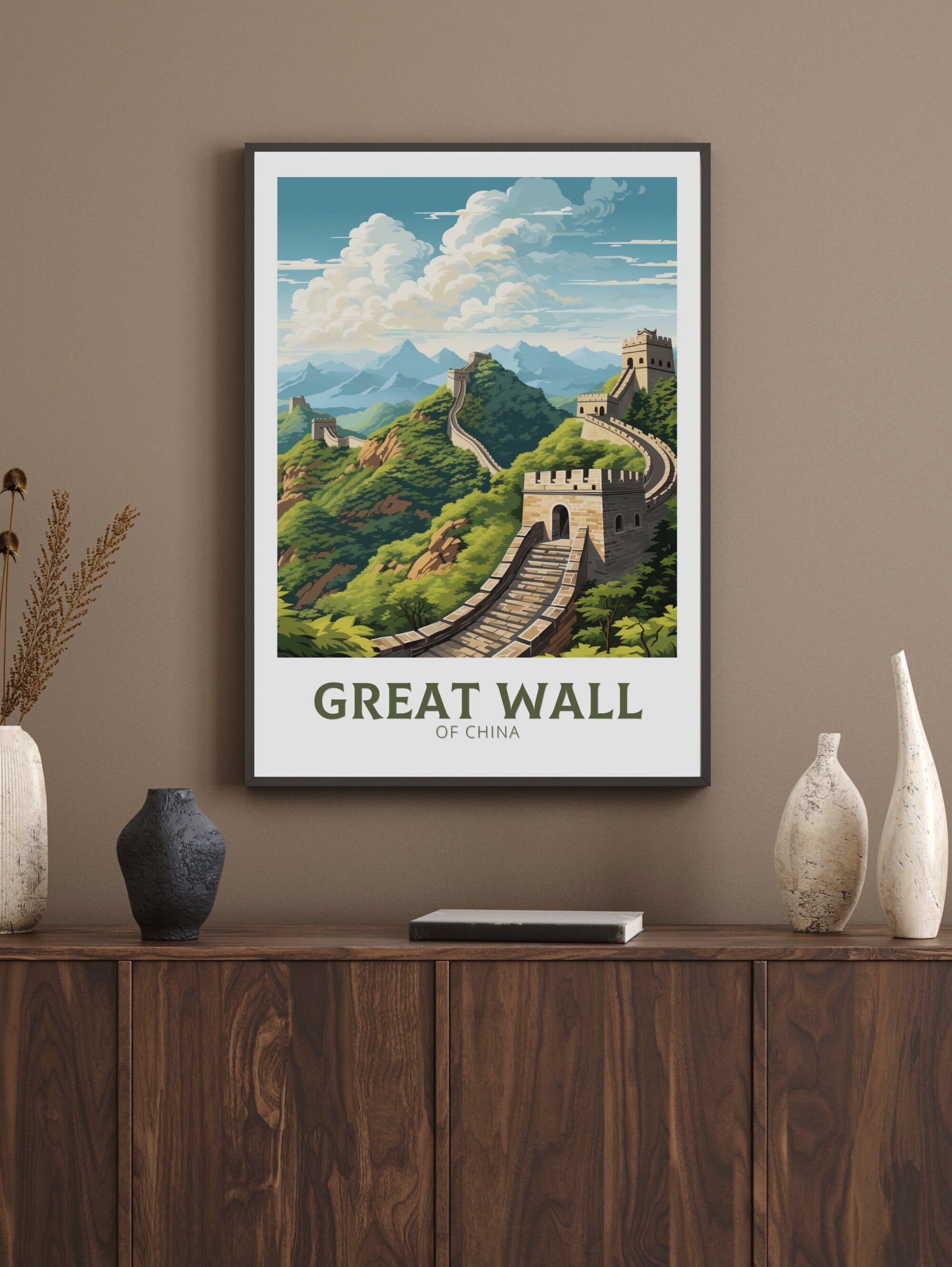 The Great Wall of China Print | China Illustration | Travel Gifts | Seven Wonders Poster | Sunset Print | Housewarming Gift | ID 896