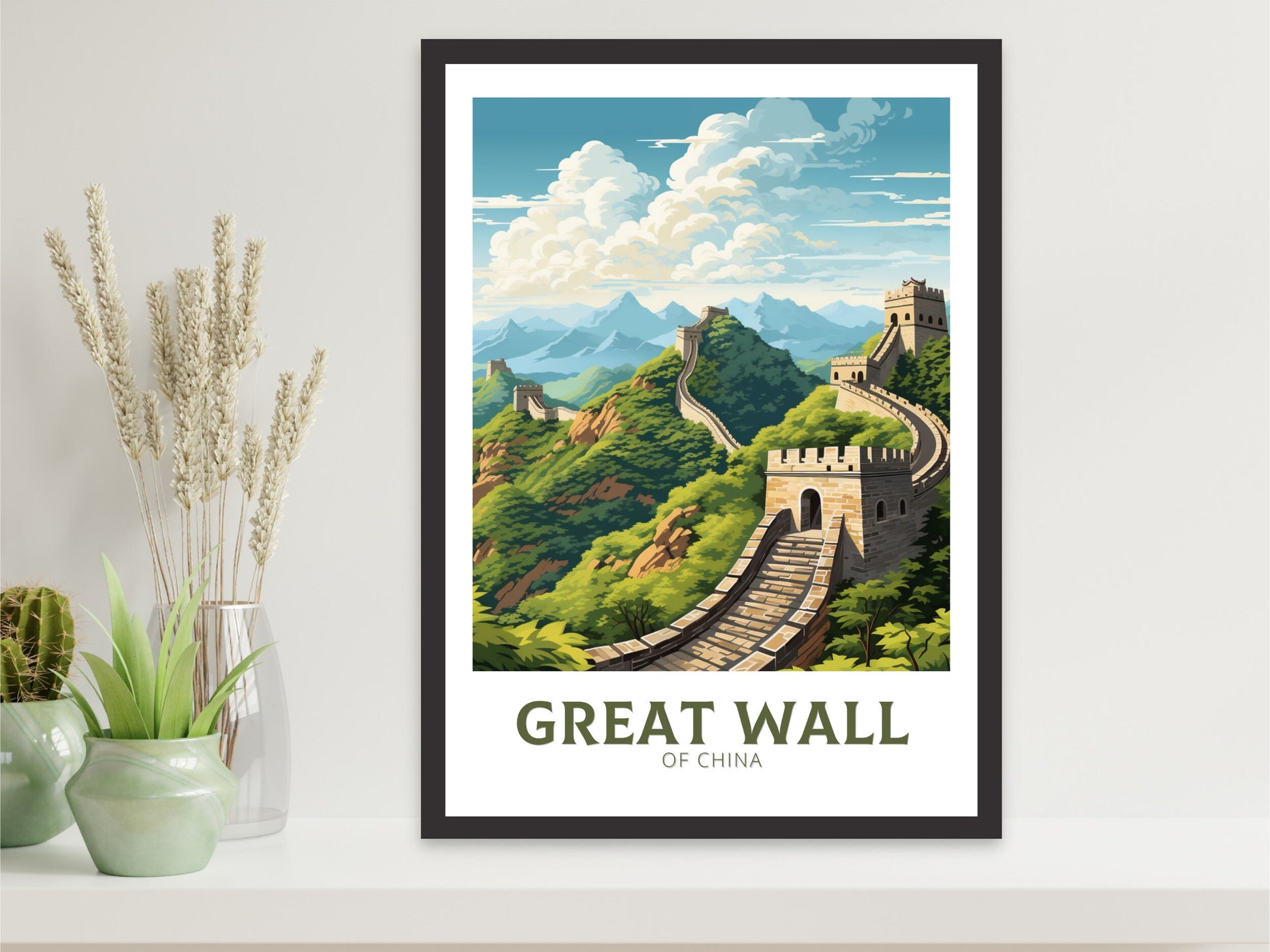 The Great Wall of China Print | China Illustration | Travel Gifts | Seven Wonders Poster | Sunset Print | Housewarming Gift | ID 896