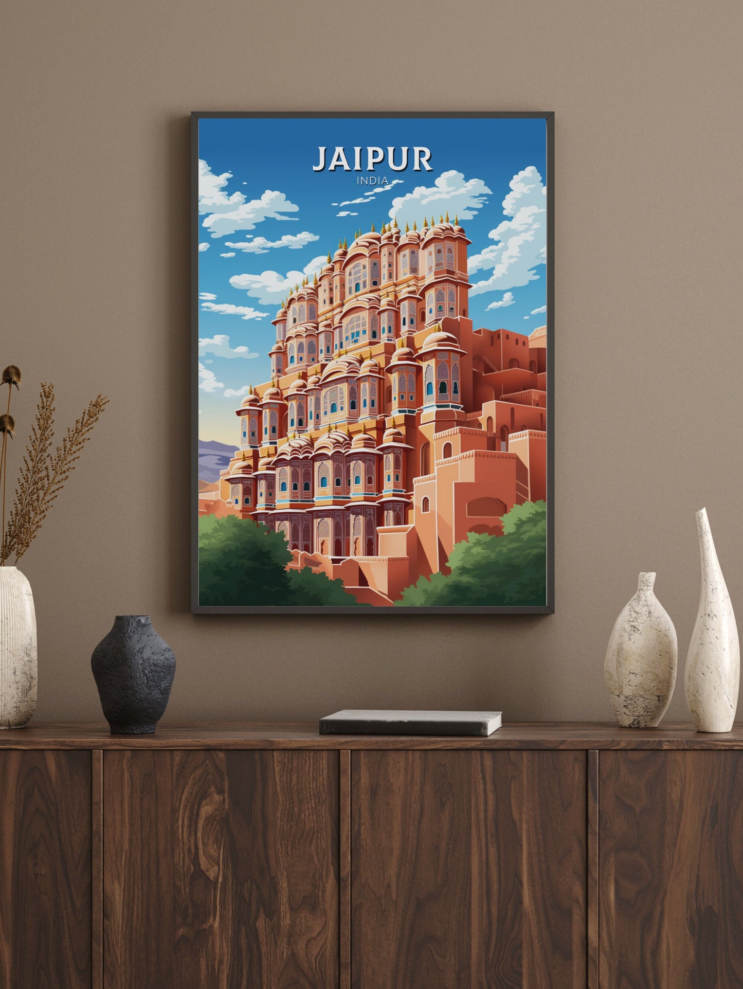 Jaipur Travel Print | Jaipur Illustration | Jaipur Wall Art | India Print | Hawa Mahal Print| Hawa Mahal Painting | Jaipur Poster | ID 899