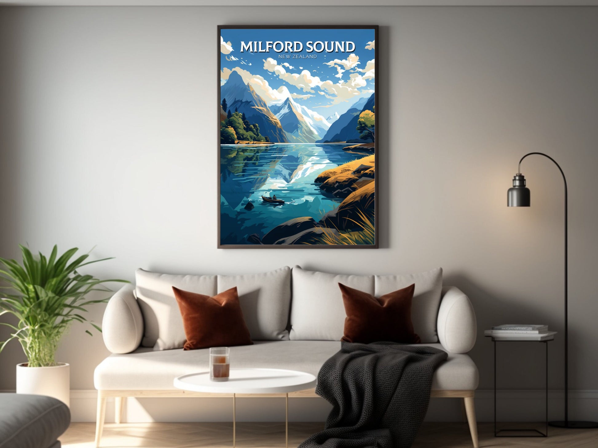 Milford Sound fjord Poster | Milford Print | Milford Art | New Zealand Print | Milford Poster I Milford Sound fjord Poster I ID 901