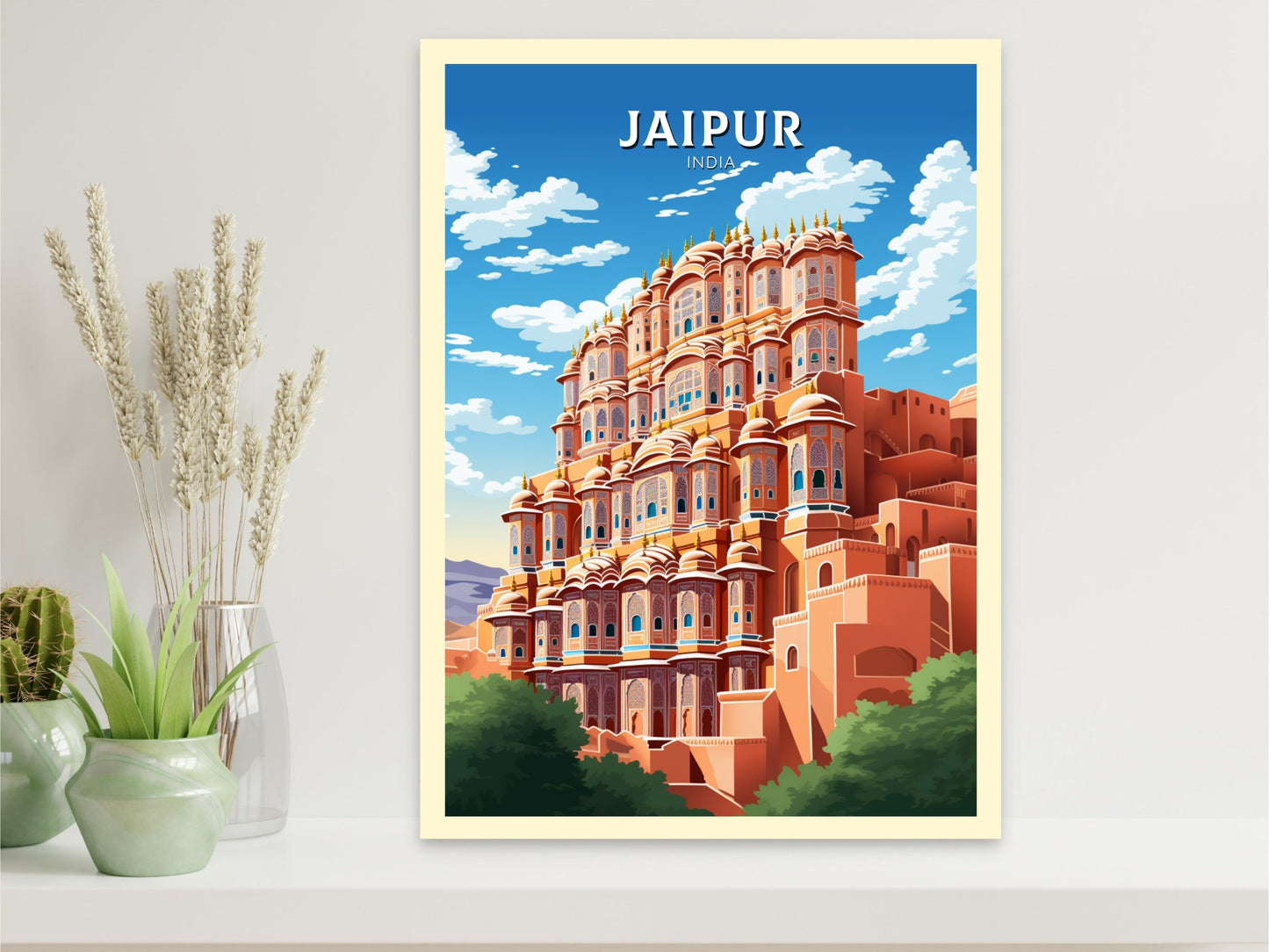 Jaipur Travel Print | Jaipur Illustration | Jaipur Wall Art | India Print | Hawa Mahal Print| Hawa Mahal Painting | Jaipur Poster | ID 899