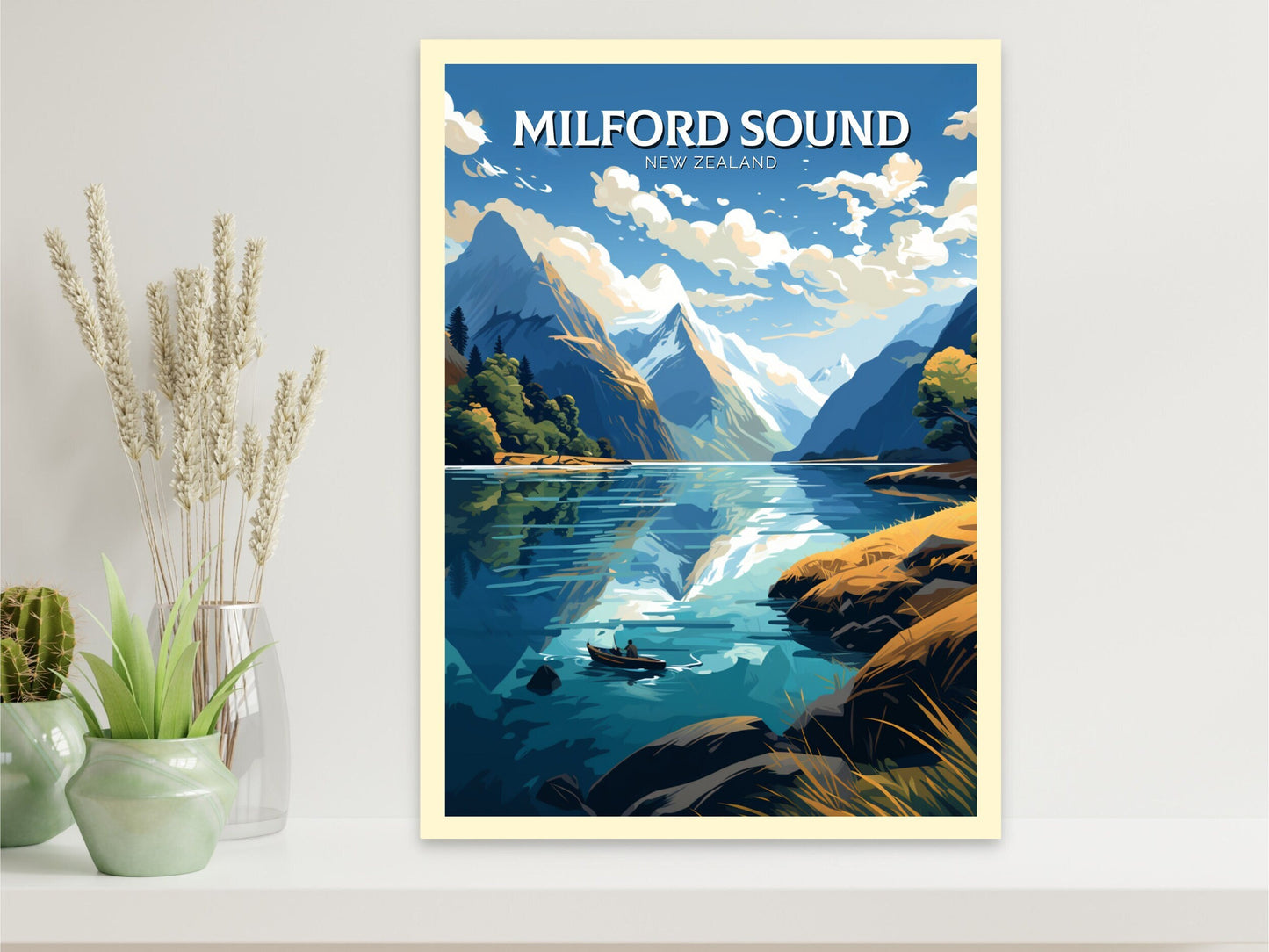 Milford Sound fjord Poster | Milford Print | Milford Art | New Zealand Print | Milford Poster I Milford Sound fjord Poster I ID 901