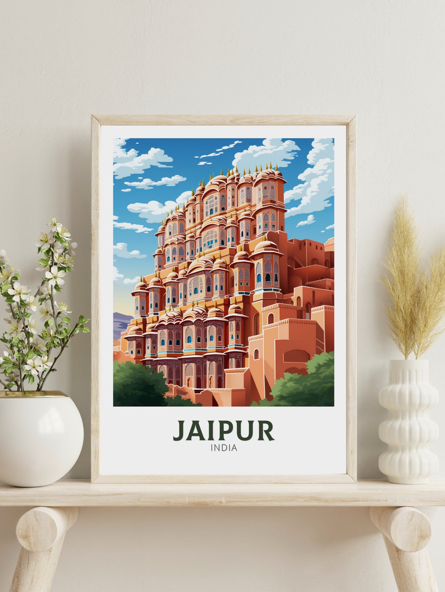 Jaipur Travel Poster | Jaipur Illustration | Jaipur Wall Art | India Poster | Hawa Mahal Print| Hawa Mahal Painting | Jaipur Print | ID 904