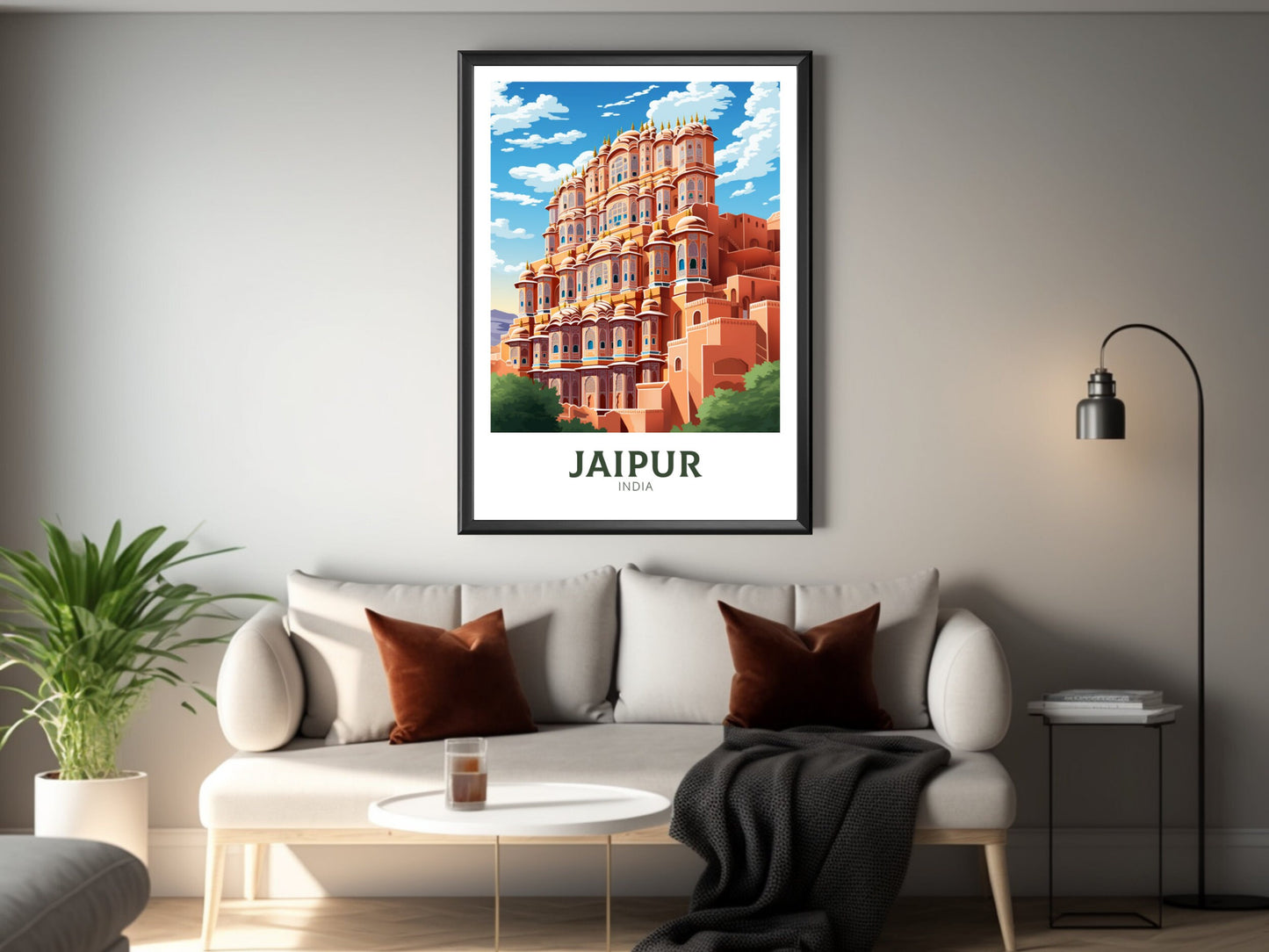 Jaipur Travel Poster | Jaipur Illustration | Jaipur Wall Art | India Poster | Hawa Mahal Print| Hawa Mahal Painting | Jaipur Print | ID 904