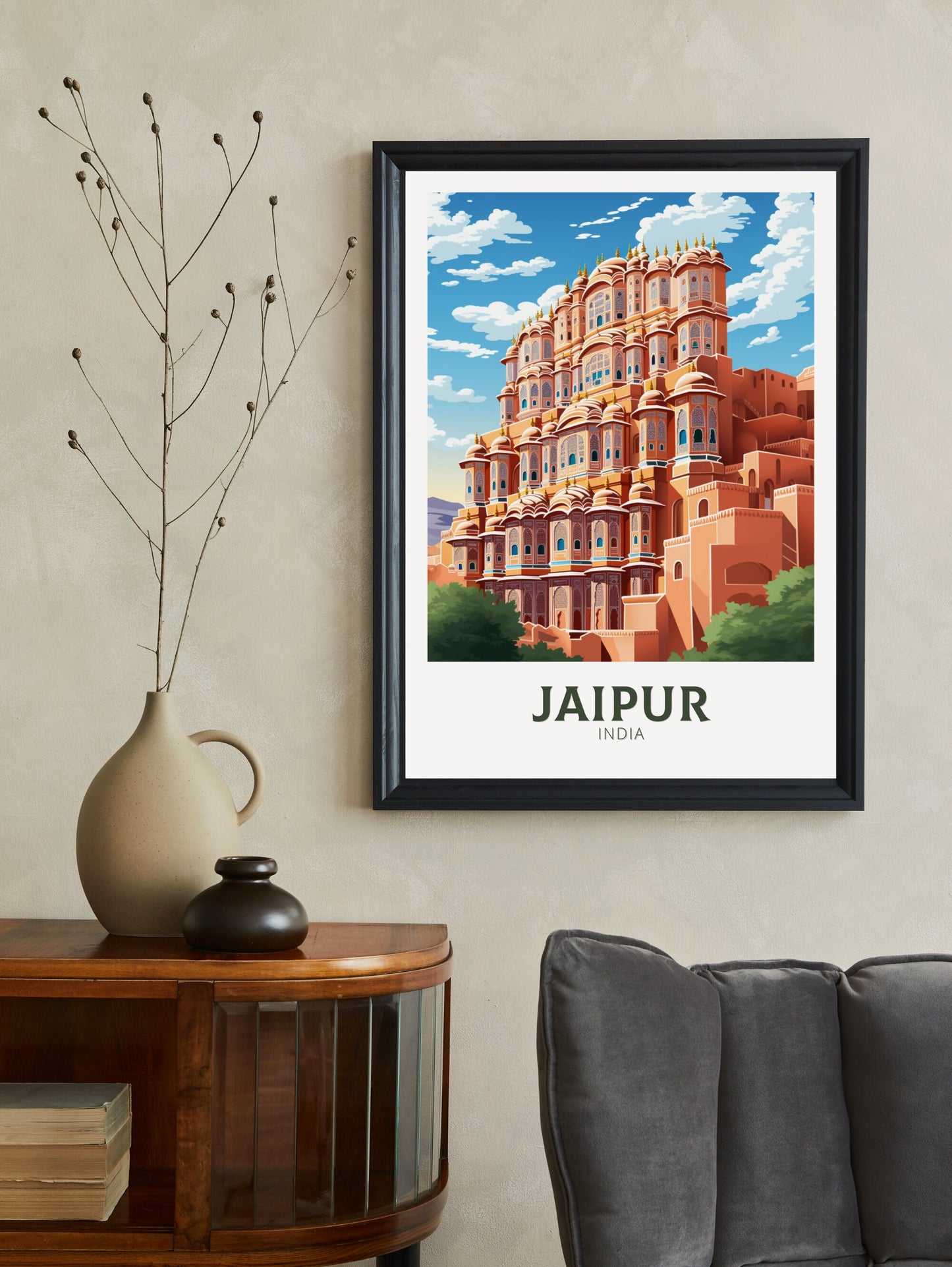 Jaipur Travel Poster | Jaipur Illustration | Jaipur Wall Art | India Poster | Hawa Mahal Print| Hawa Mahal Painting | Jaipur Print | ID 904