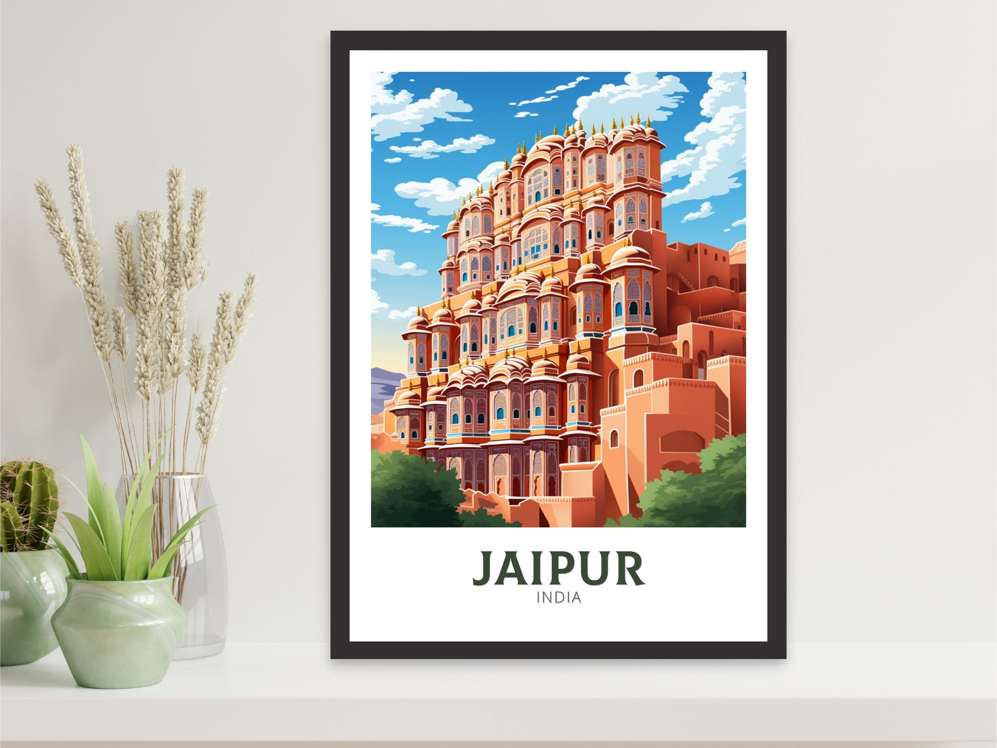 Jaipur Travel Poster | Jaipur Illustration | Jaipur Wall Art | India Poster | Hawa Mahal Print| Hawa Mahal Painting | Jaipur Print | ID 904