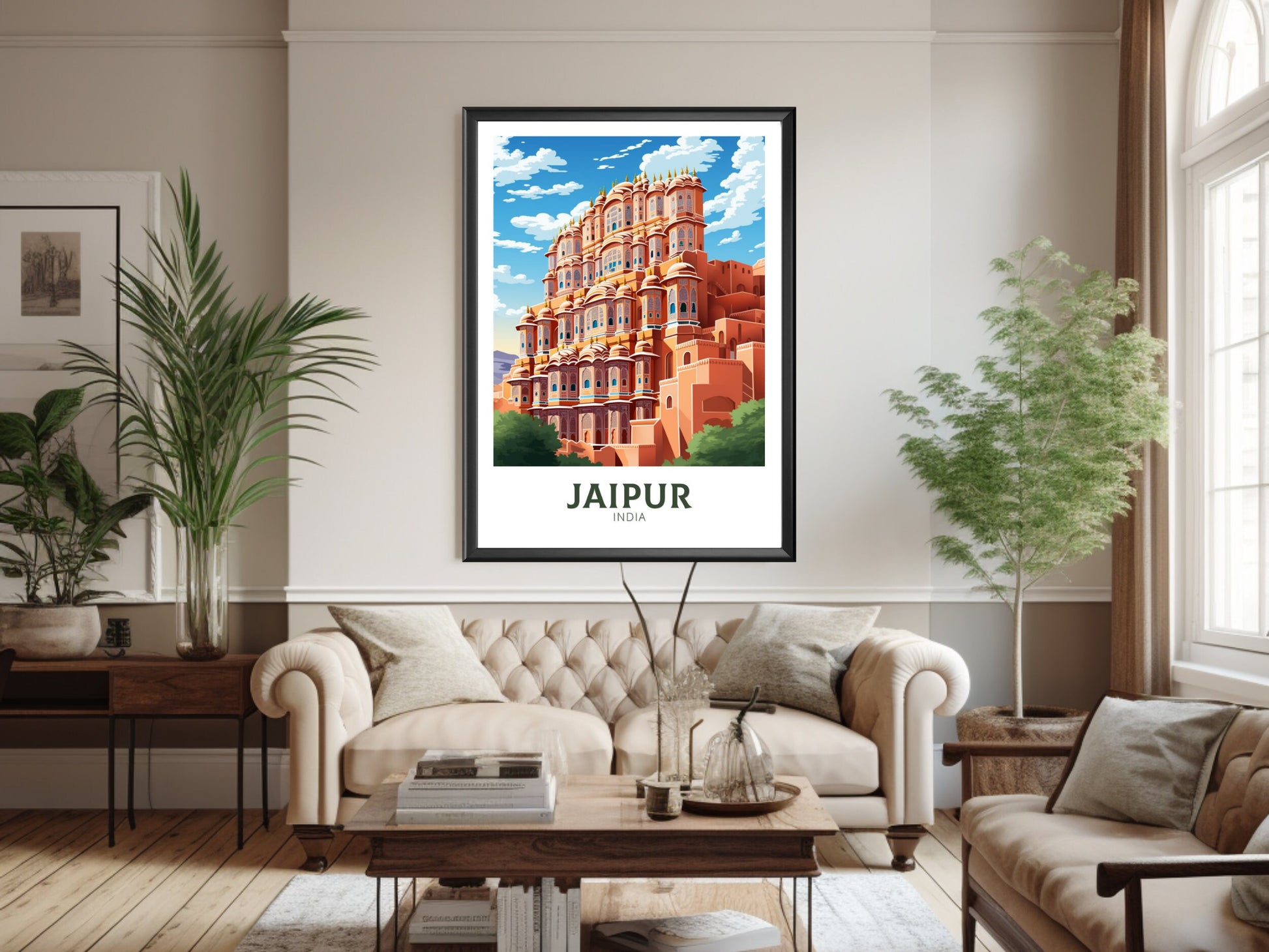 Jaipur Travel Poster | Jaipur Illustration | Jaipur Wall Art | India Poster | Hawa Mahal Print| Hawa Mahal Painting | Jaipur Print | ID 904