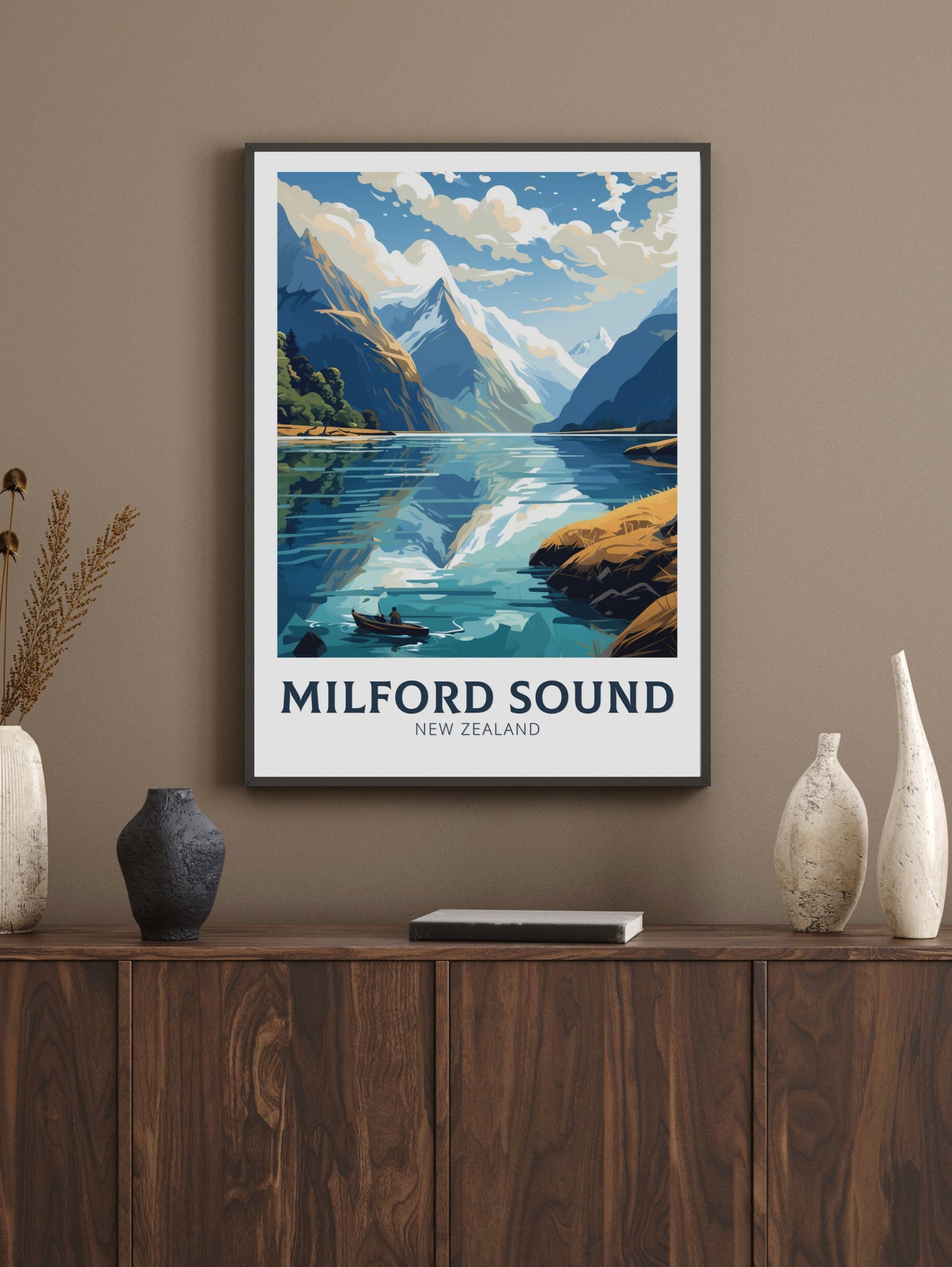 Milford Sound fjord Print | Milford Poster | Milford Art | New Zealand Poster | Milford Poster I Milford Sound fjord Poster I ID 906