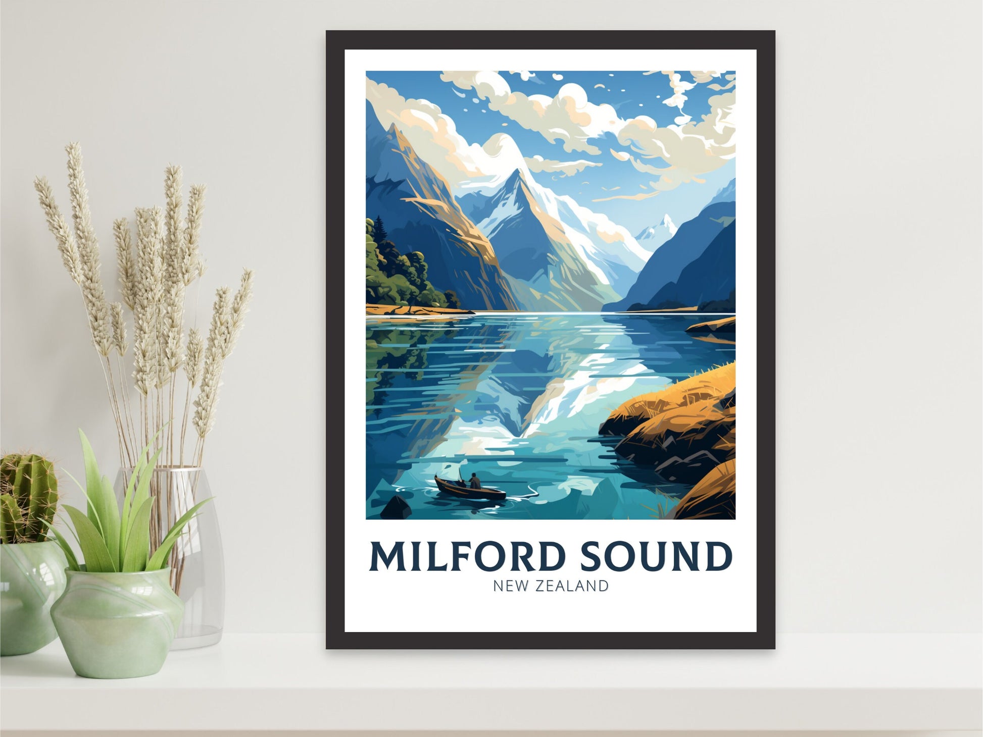 Milford Sound fjord Print | Milford Poster | Milford Art | New Zealand Poster | Milford Poster I Milford Sound fjord Poster I ID 906