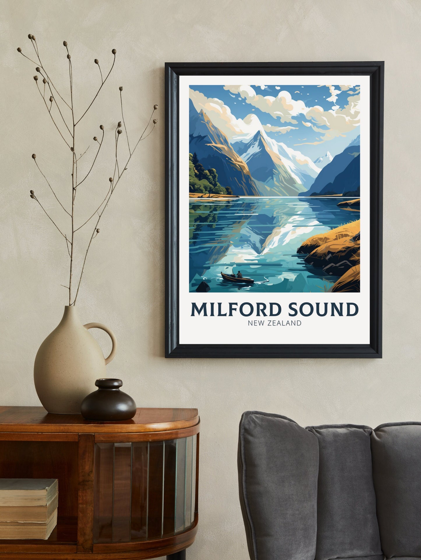 Milford Sound fjord Print | Milford Poster | Milford Art | New Zealand Poster | Milford Poster I Milford Sound fjord Poster I ID 906