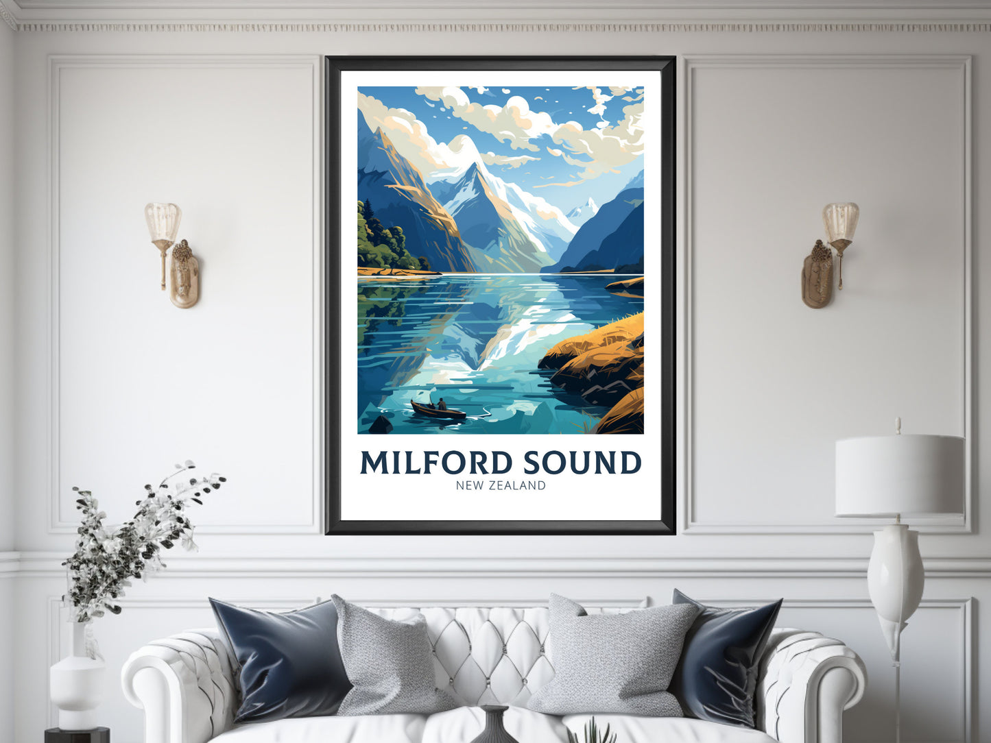 Milford Sound fjord Print | Milford Poster | Milford Art | New Zealand Poster | Milford Poster I Milford Sound fjord Poster I ID 906