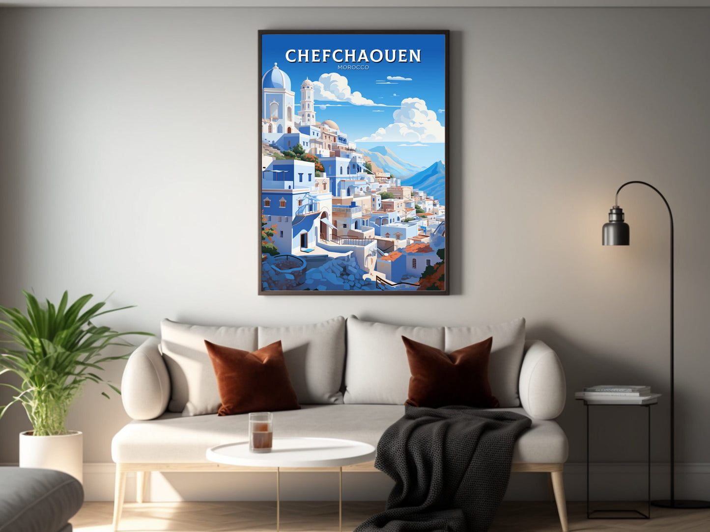 Morocco Travel Poster | Chefchaouen Illustration | Blue City Poster | Chefchaouen Print | Blue City Home Décor | Morocco Poster | ID 908