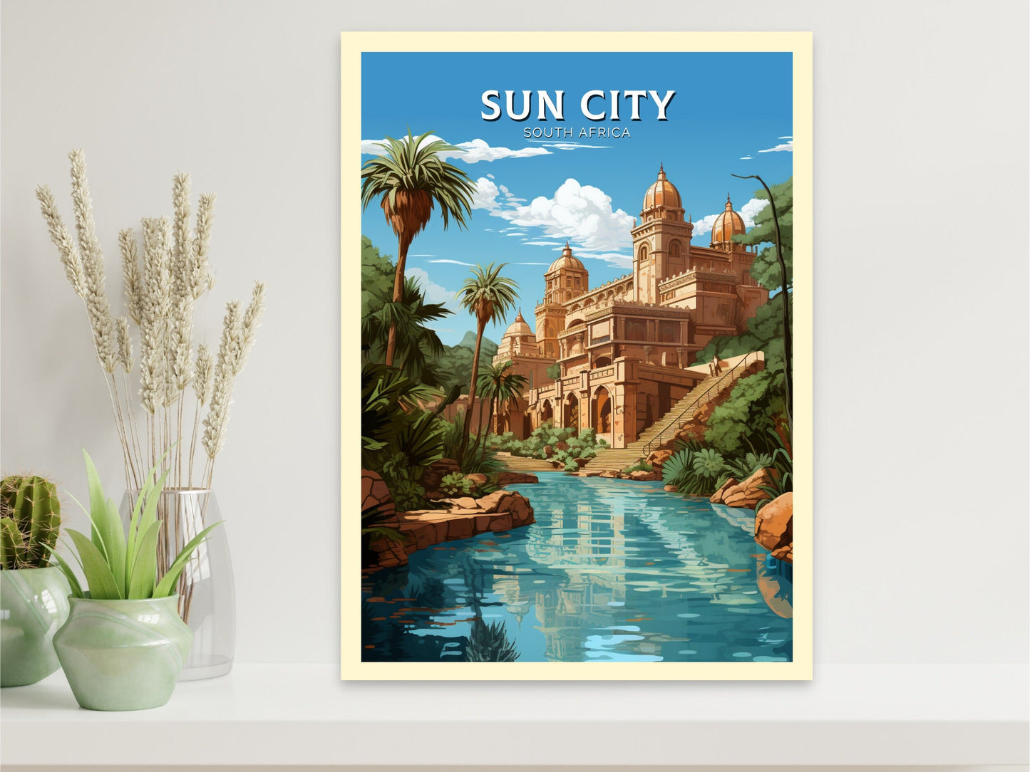 Sun City Poster | Lost City Travel Poster | Sun City Travel Print | South Africa Wall Art | Africa Poster | Sun City Travel Print | ID 909