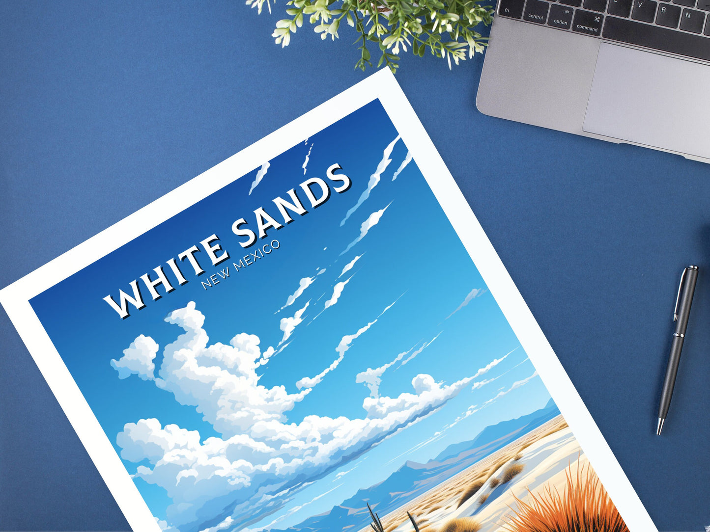 White Sands National Park Print | White Sands National Park Poster | New Mexico Design | White Sands Wall Art | New Mexico Painting | ID 911