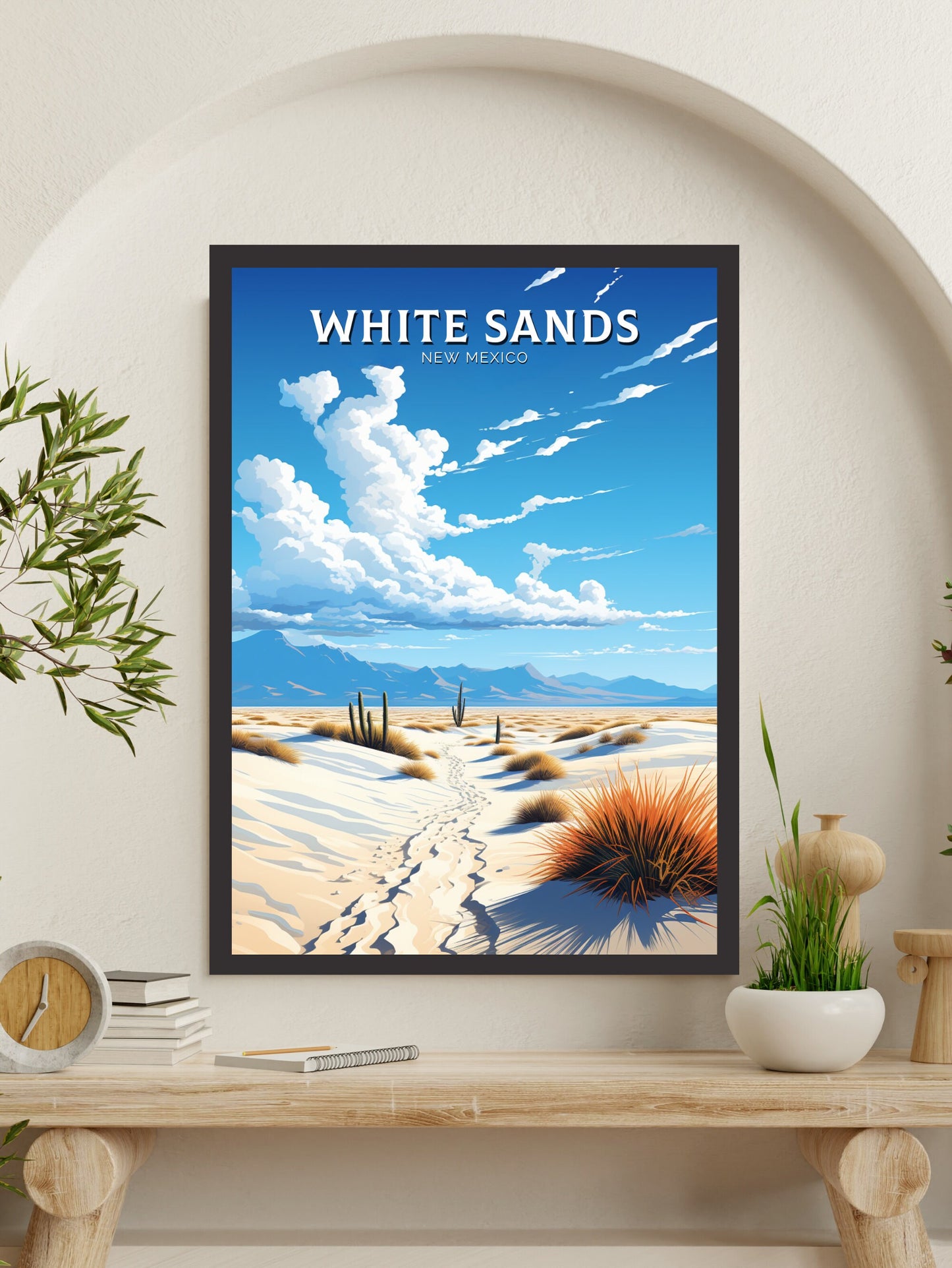 White Sands National Park Print | White Sands National Park Poster | New Mexico Design | White Sands Wall Art | New Mexico Painting | ID 911