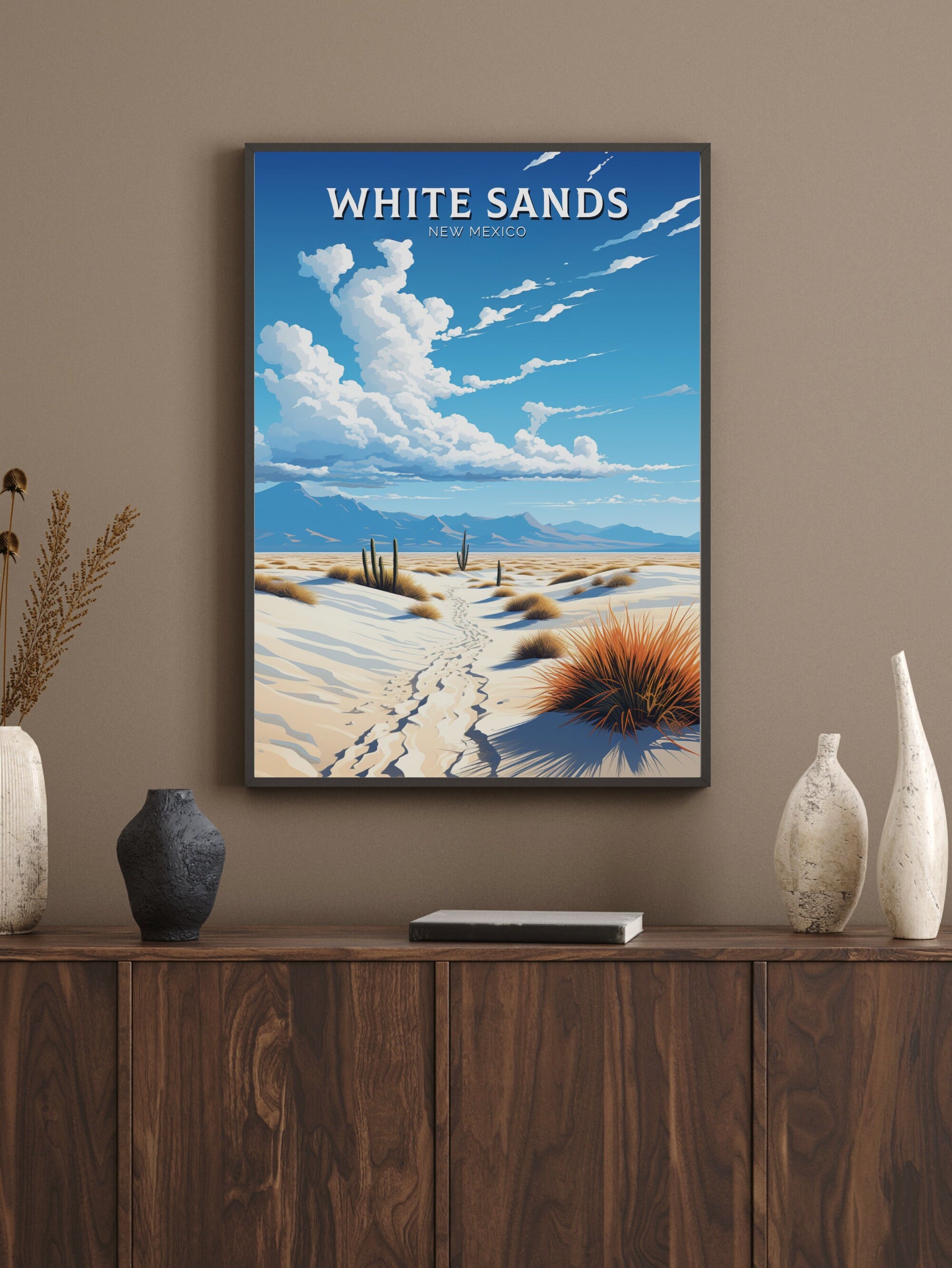 White Sands National Park Print | White Sands National Park Poster | New Mexico Design | White Sands Wall Art | New Mexico Painting | ID 911