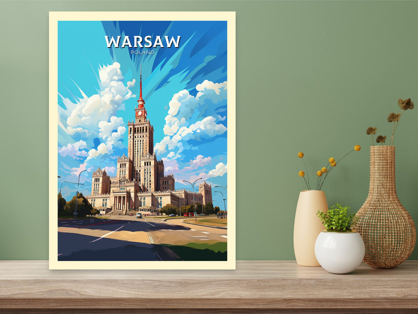 Warsaw Poster | Warsaw Travel Print | Warsaw Illustration | Warsaw Wall Art | Poland Print | Warsaw Poland Painting | Warsaw Design | ID 912