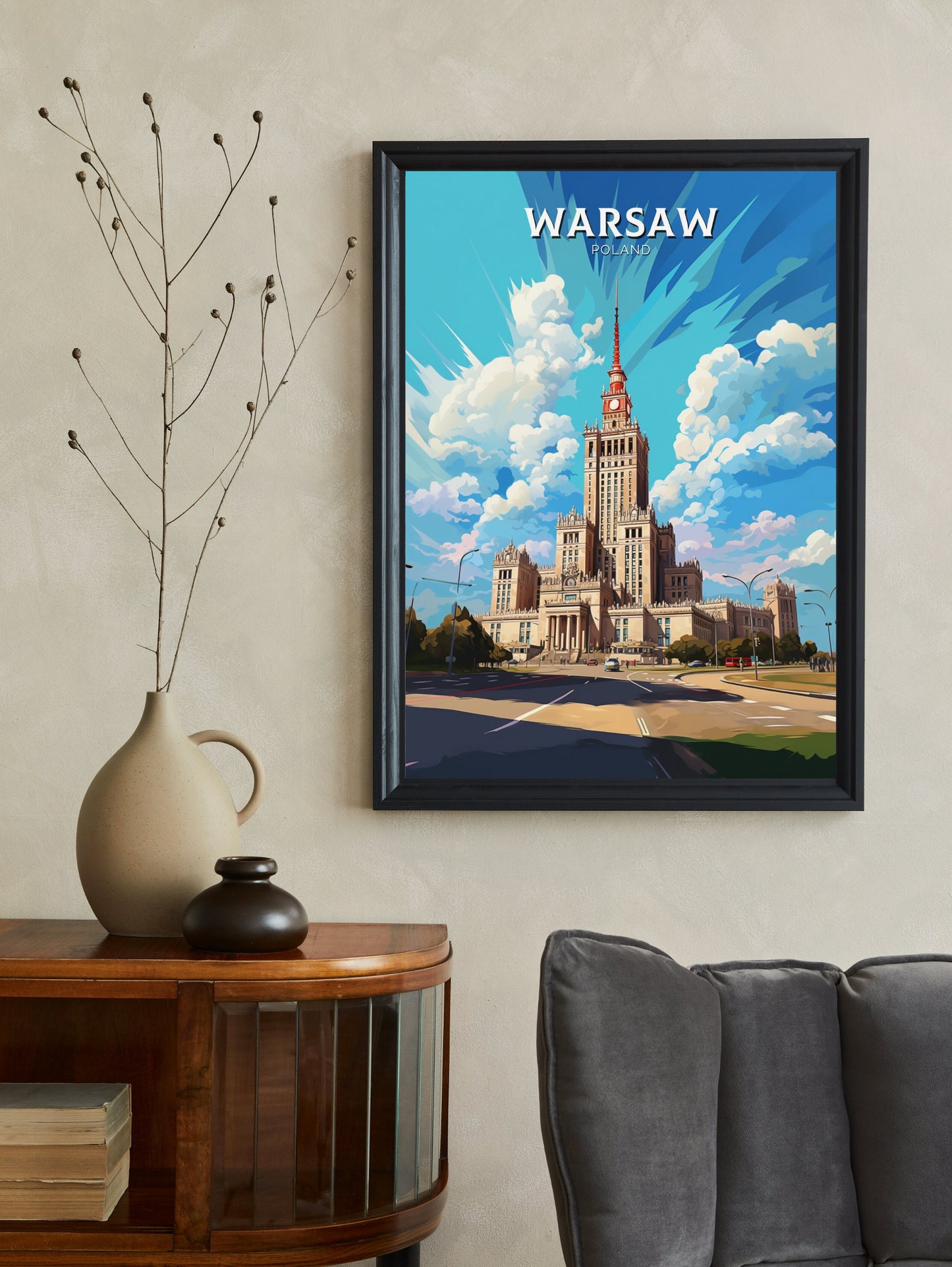 Warsaw Poster | Warsaw Travel Print | Warsaw Illustration | Warsaw Wall Art | Poland Print | Warsaw Poland Painting | Warsaw Design | ID 912