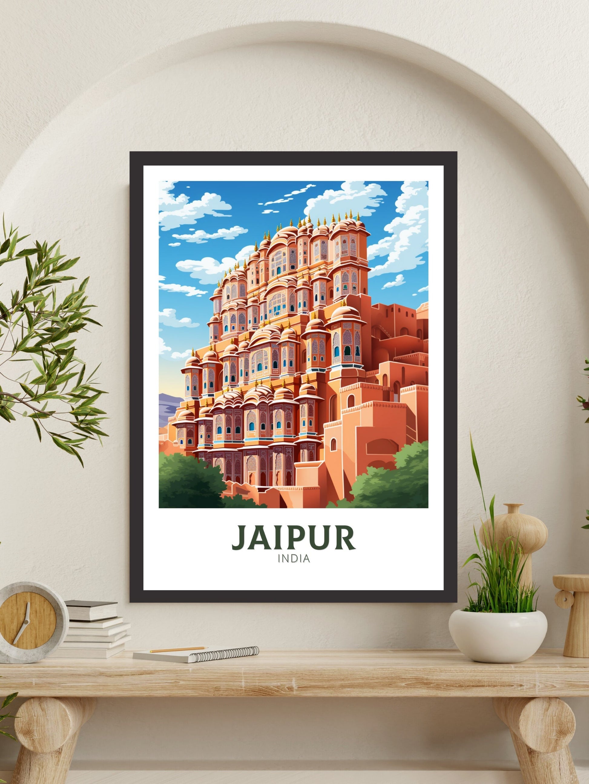 Jaipur Travel Poster | Jaipur Illustration | Jaipur Wall Art | India Poster | Hawa Mahal Print| Hawa Mahal Painting | Jaipur Print | ID 904