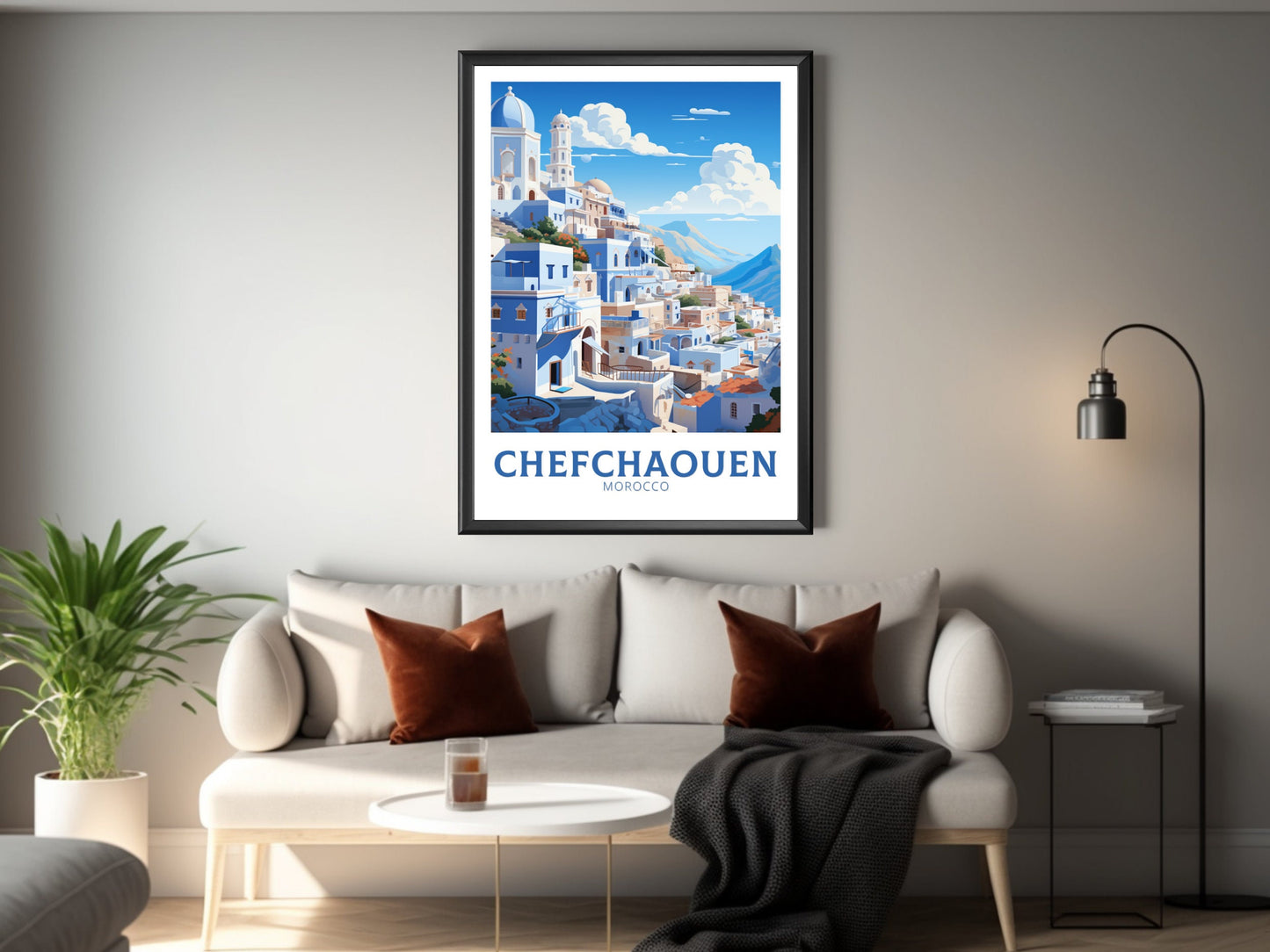 Morocco Travel Print | Chefchaouen Illustration | Blue City Print | Chefchaouen Print | Blue City Home Décor | Morocco Poster | ID 913